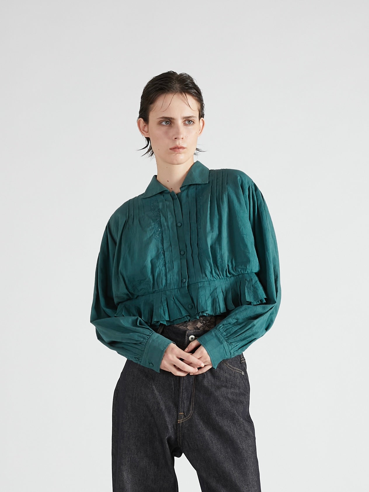 cord embroidery blouse｜BLACK