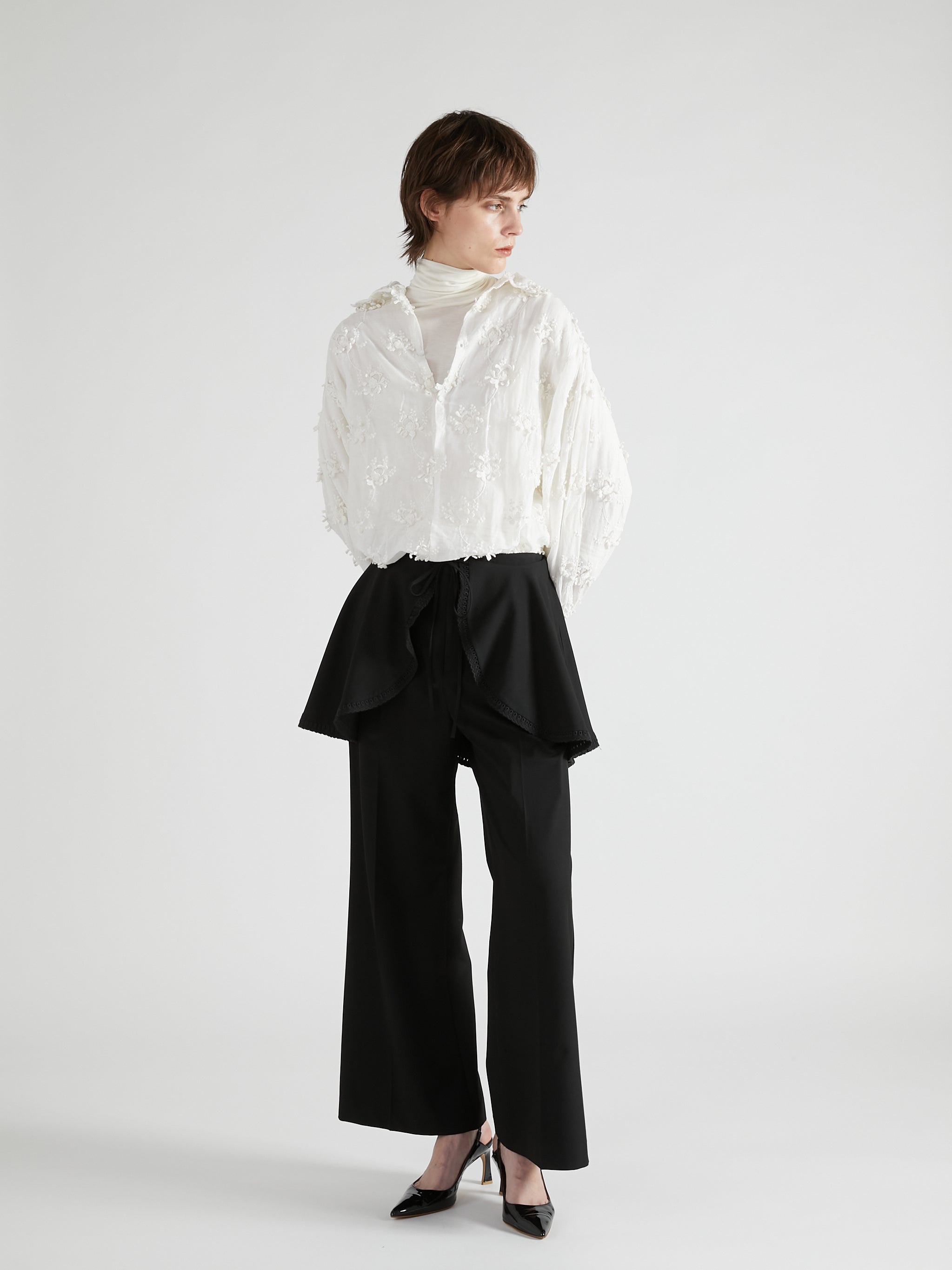 scallop cape set pants｜BLACK