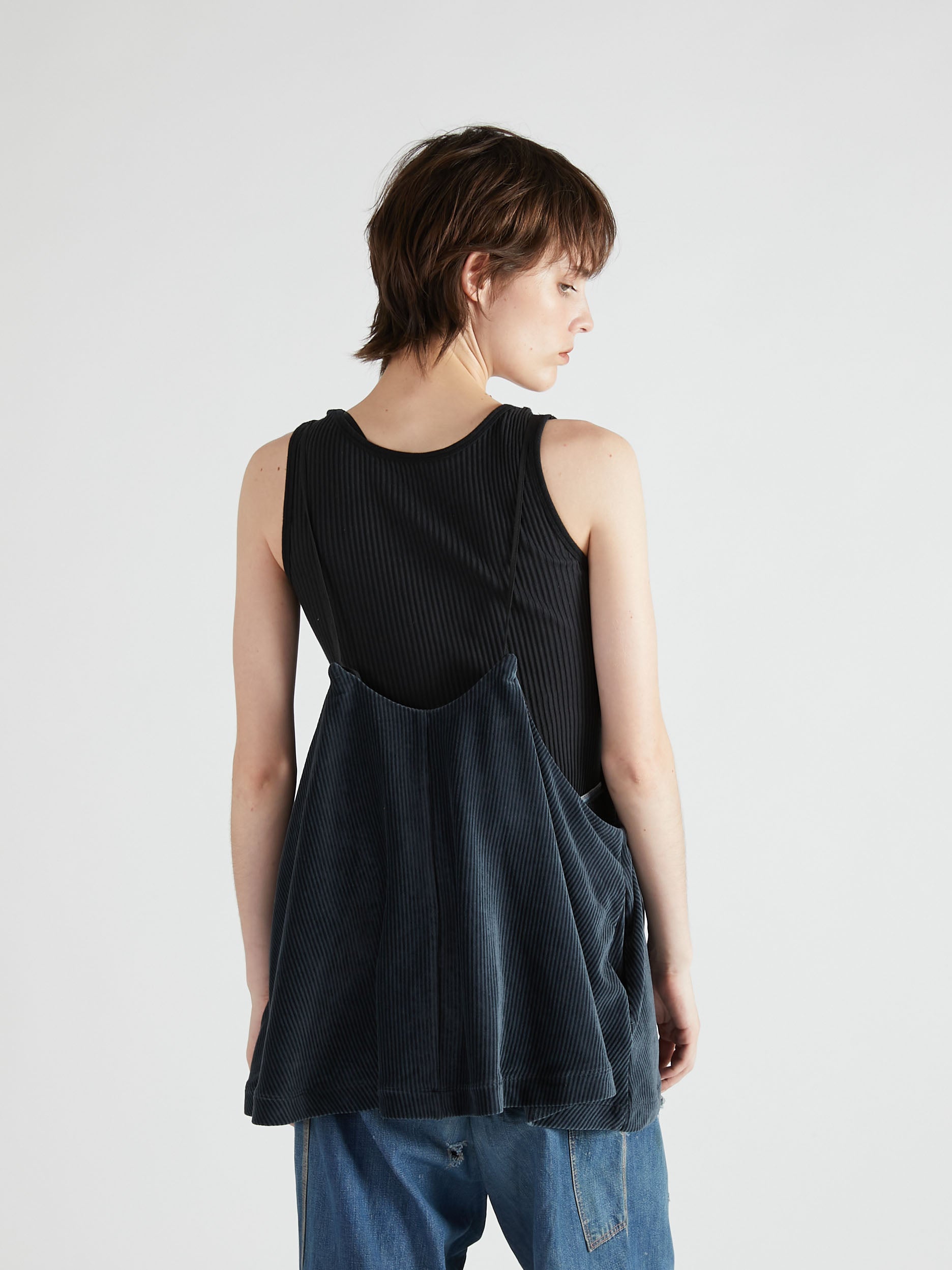 velvet border camisole｜BLACK