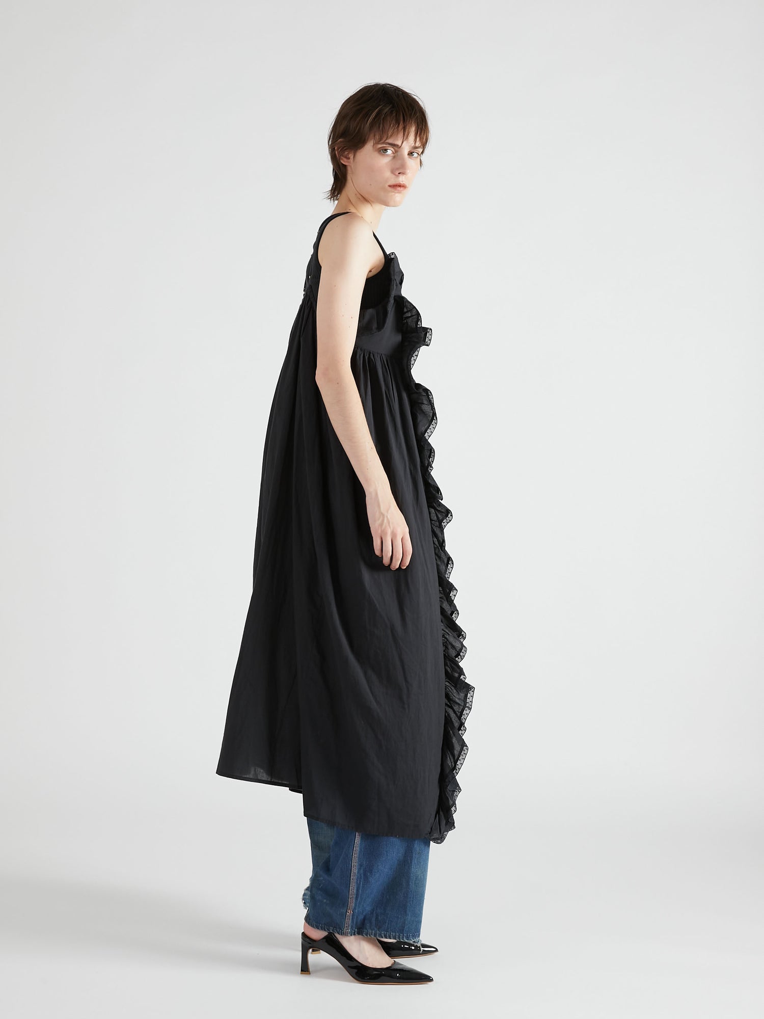 liver lace vintage likecami dress｜BLACK