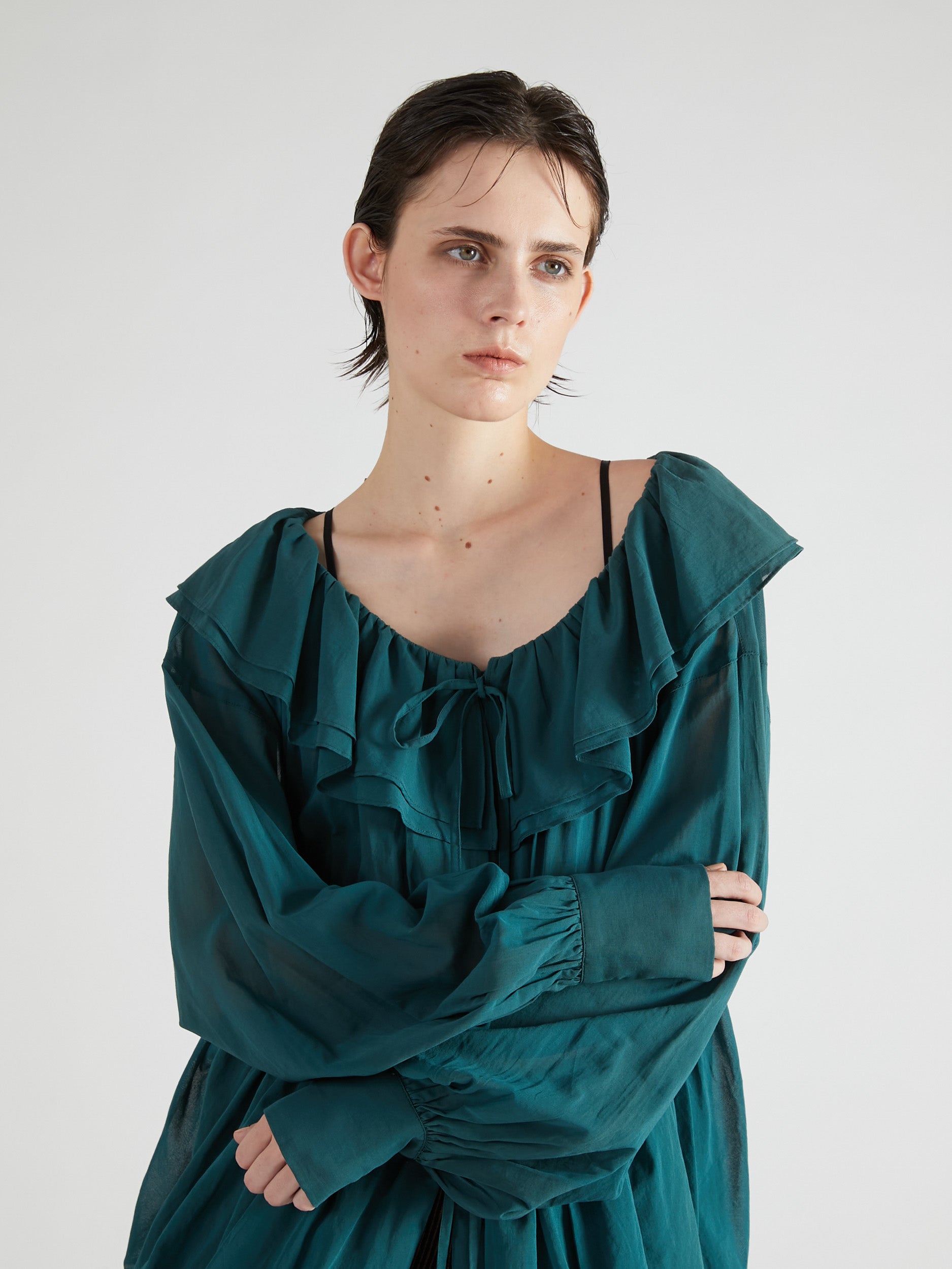 frill balloon blouse｜GREEN
