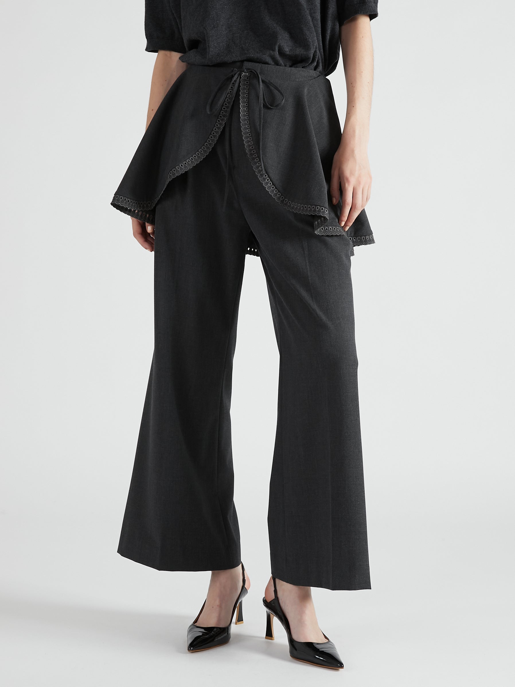 scallop cape set pants｜GRAY