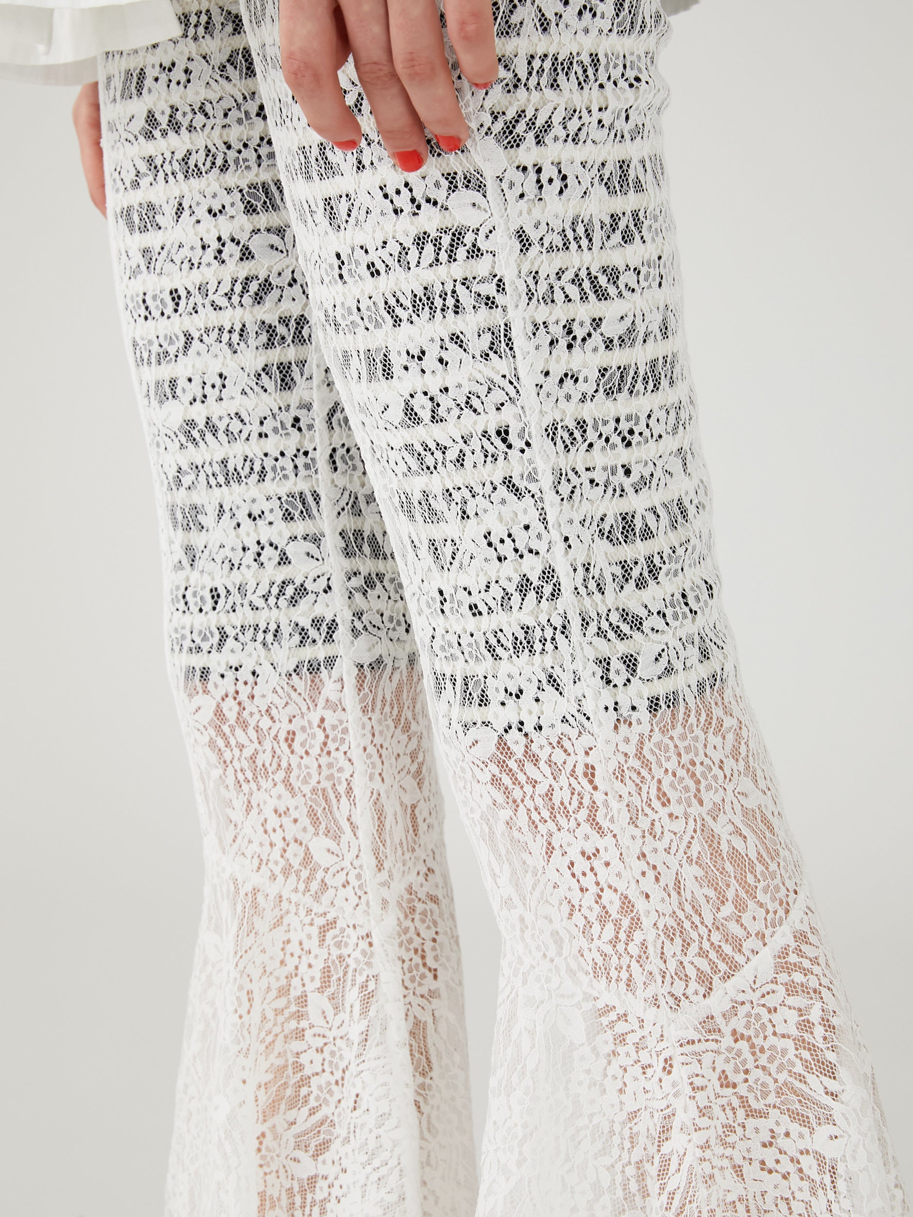 lace flare leggings｜WHITE