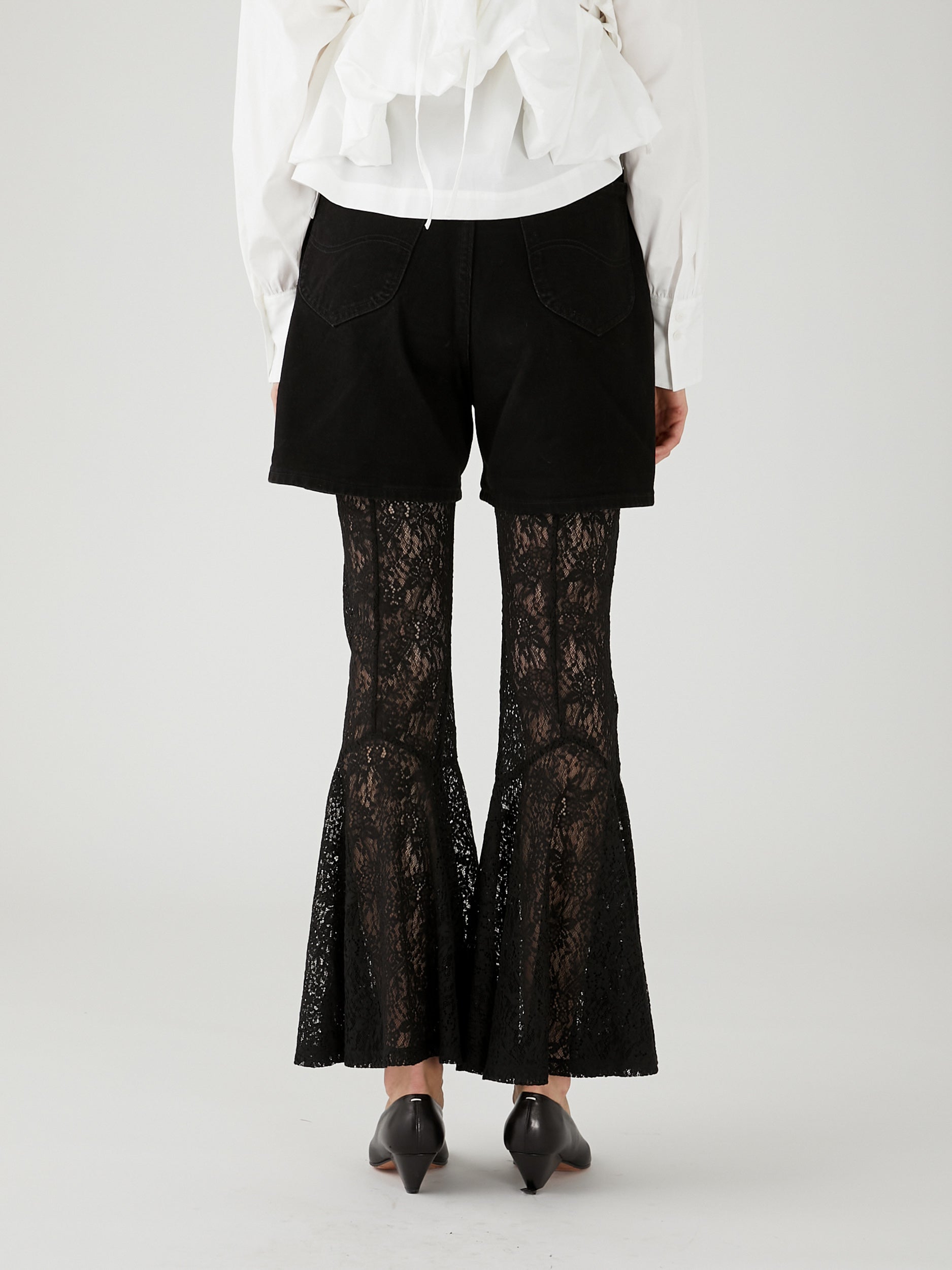 lace flare leggings ｜BLACK