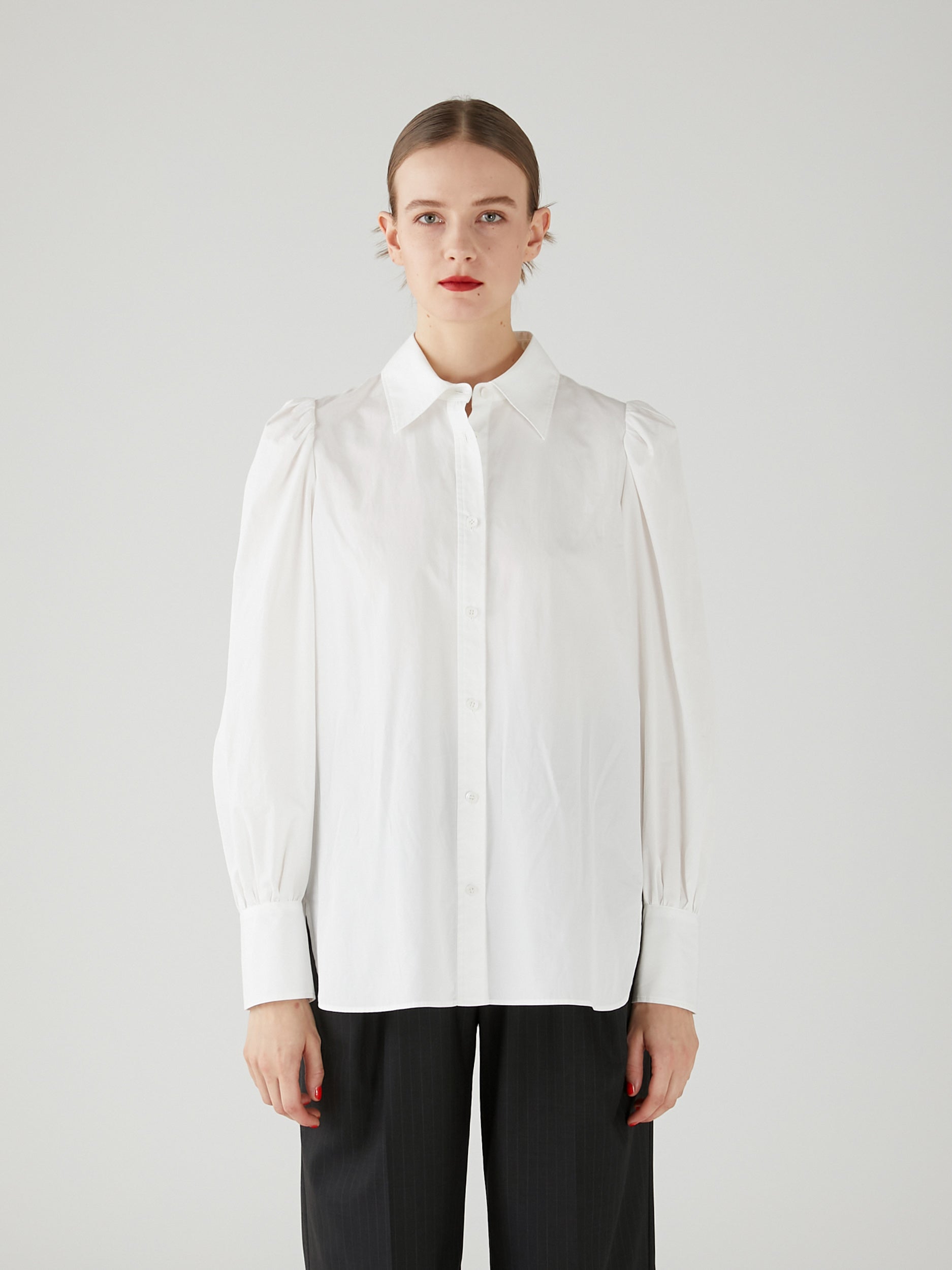 gathered cami puff sleeve shirts｜WHITE