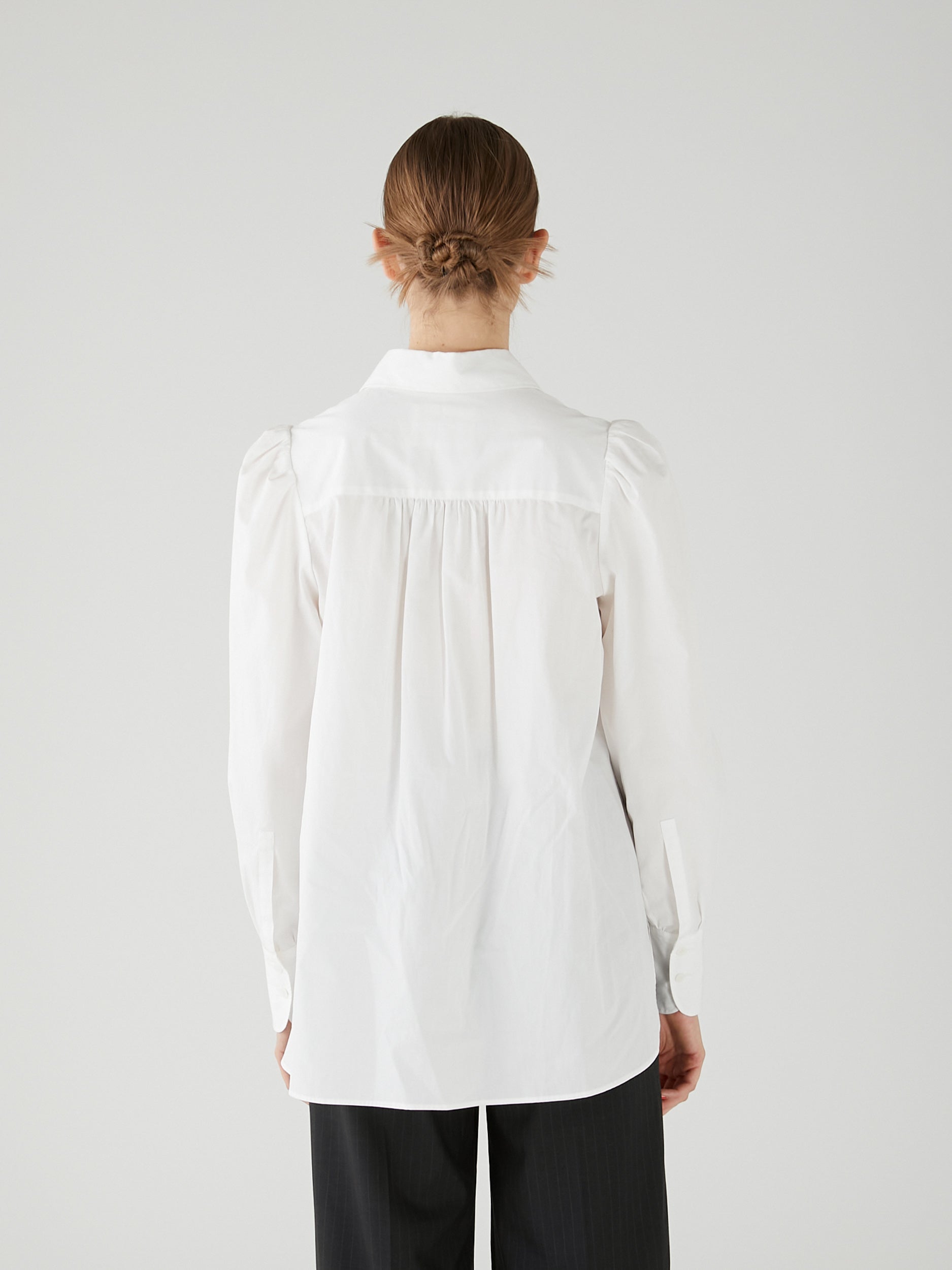 gathered cami puff sleeve shirts｜WHITE