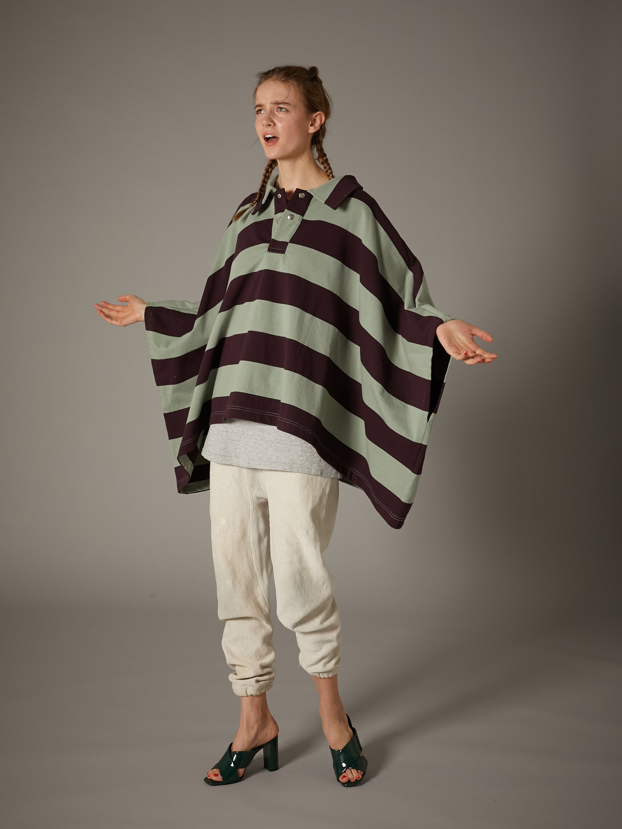 【 griguri 】wide border poncho