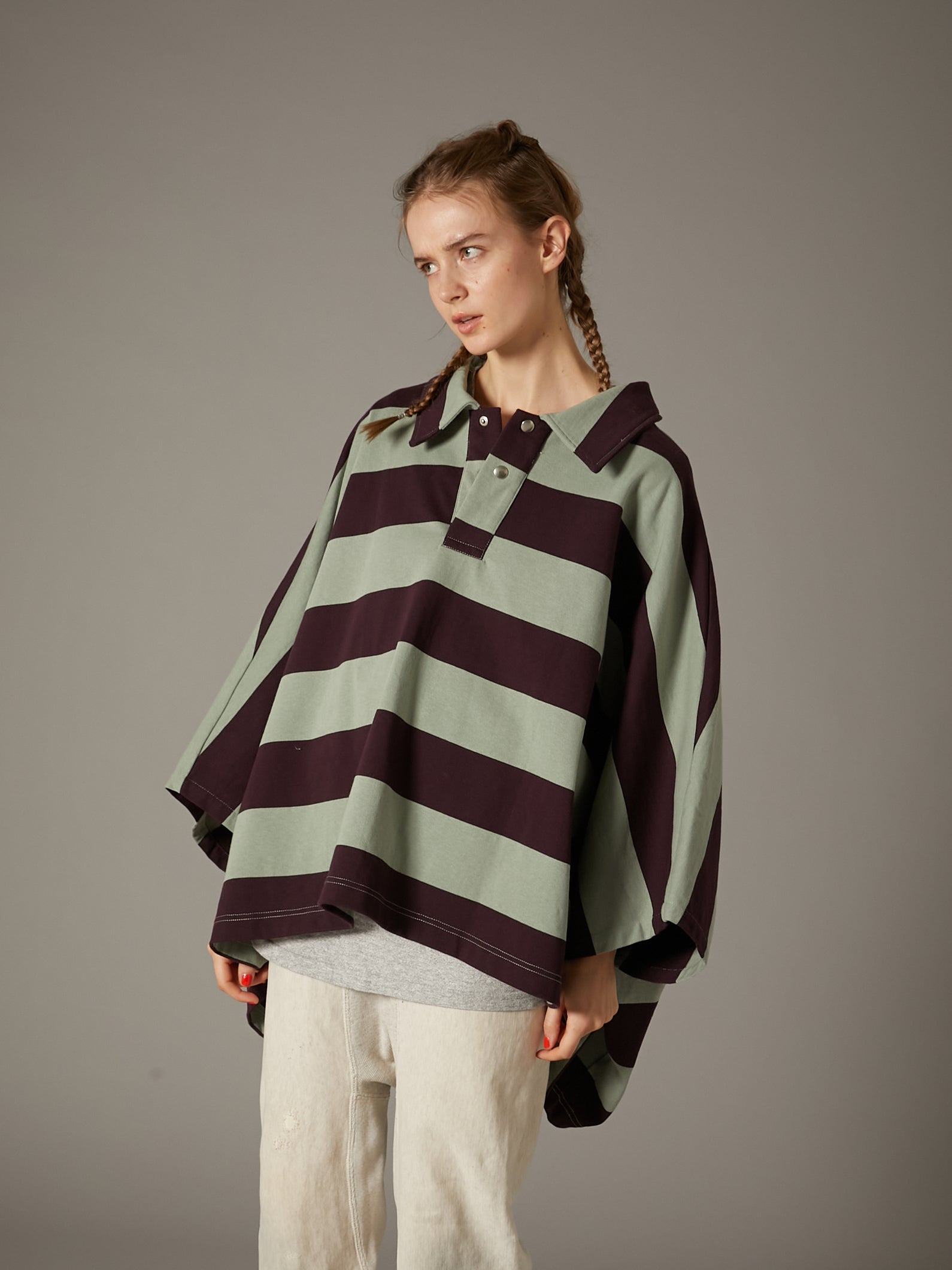 【 griguri 】wide border poncho