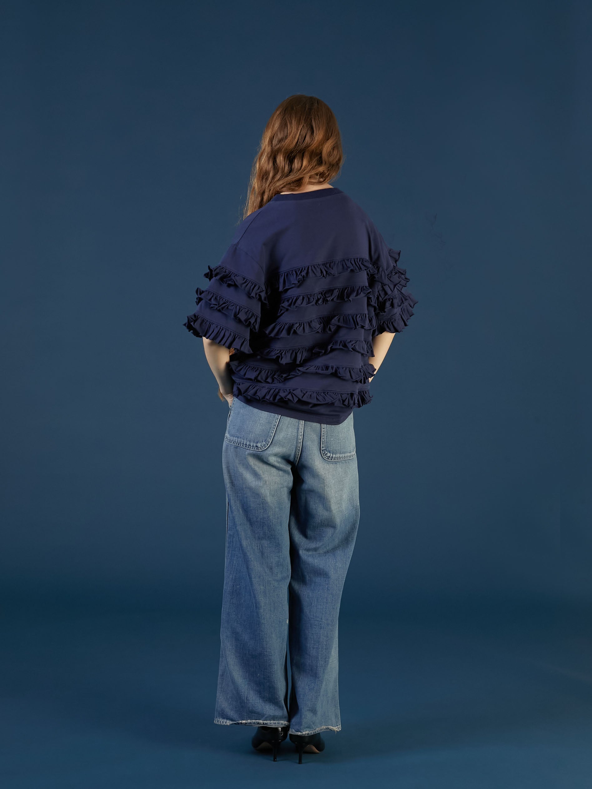 frill cutsew ｜NAVY