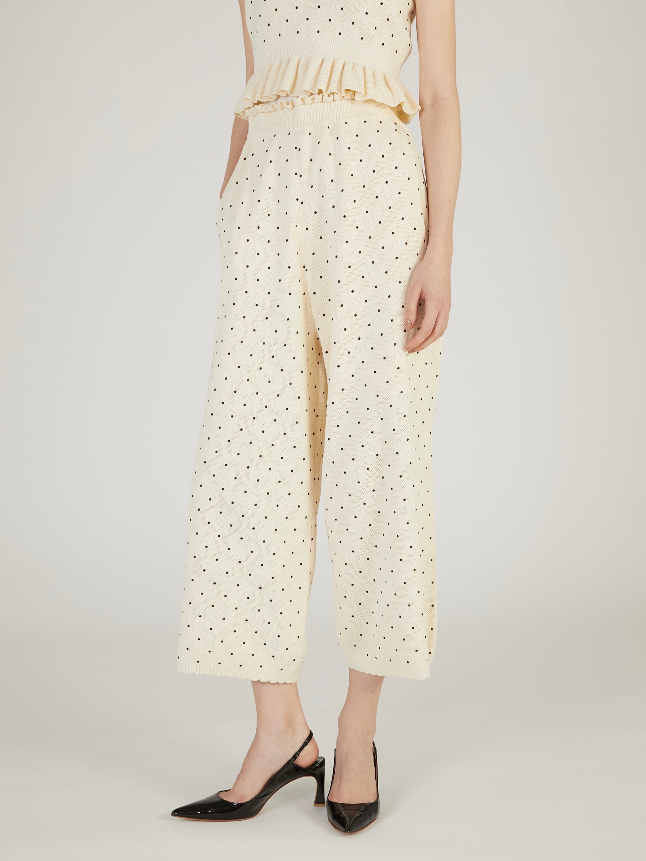 flower Jacquard dot pants｜IVORY