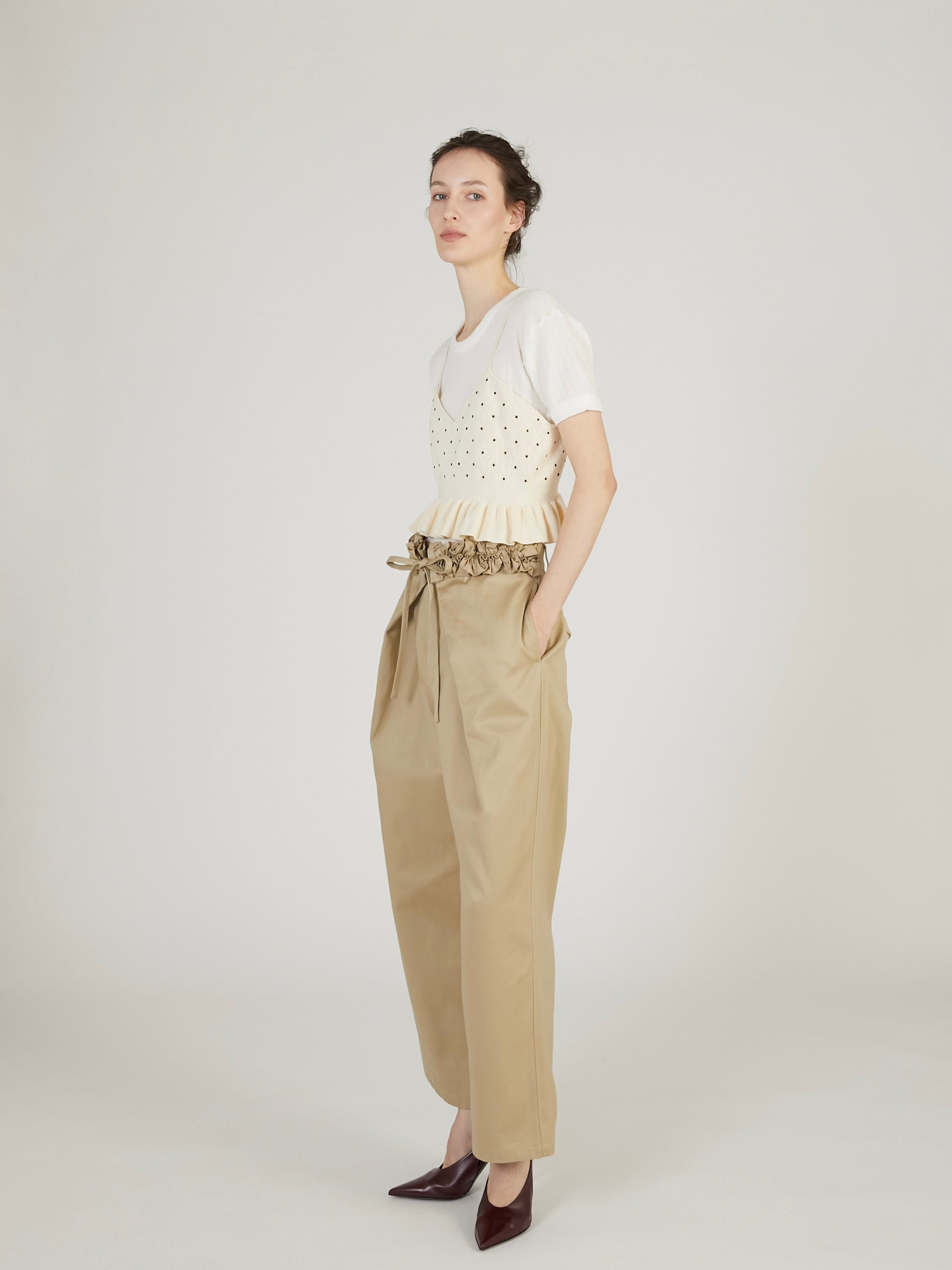 flower Jacquard dot camisole｜IVORY