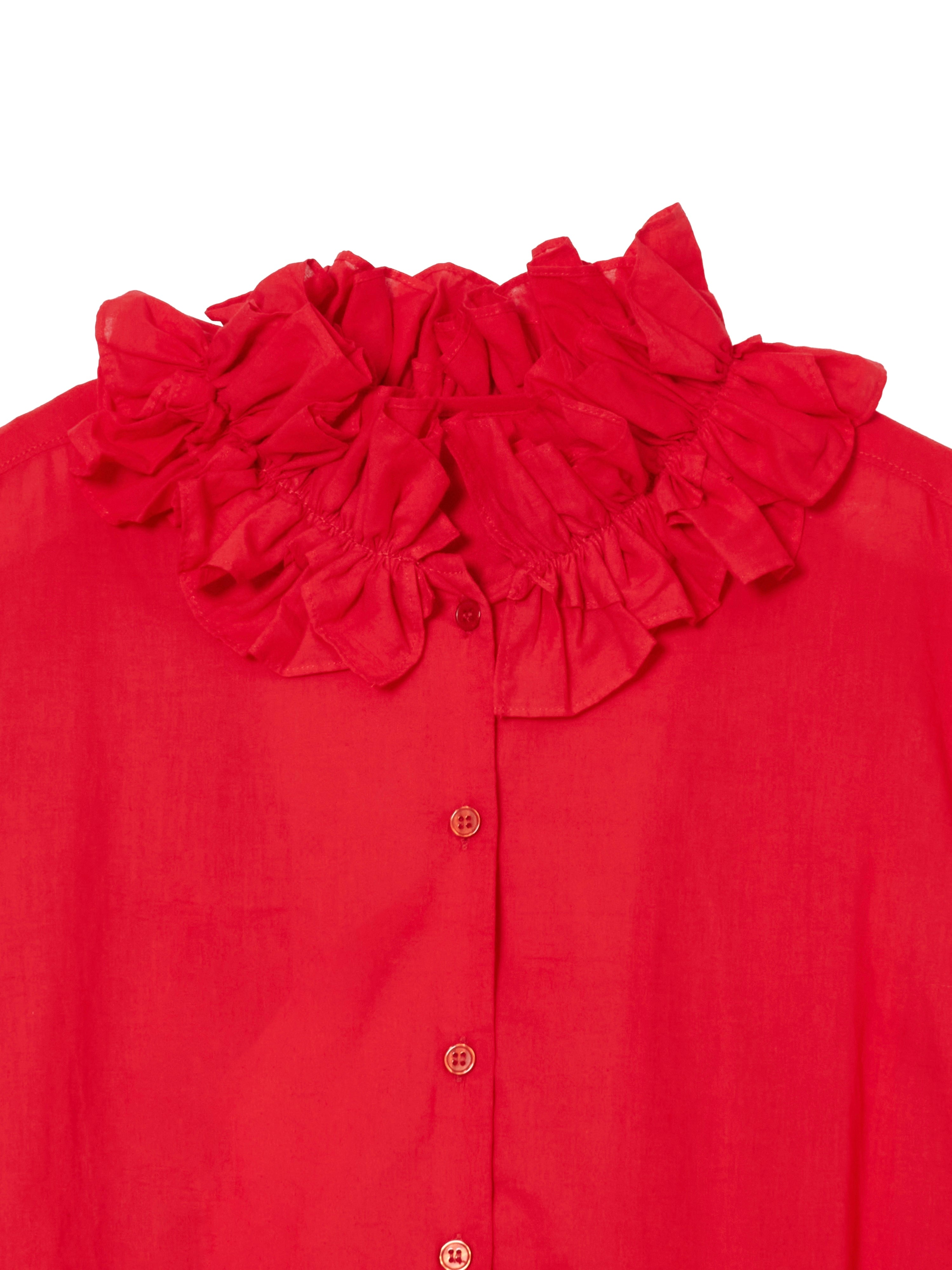 【NEW COLOR】cotton frill collar shirts｜RED