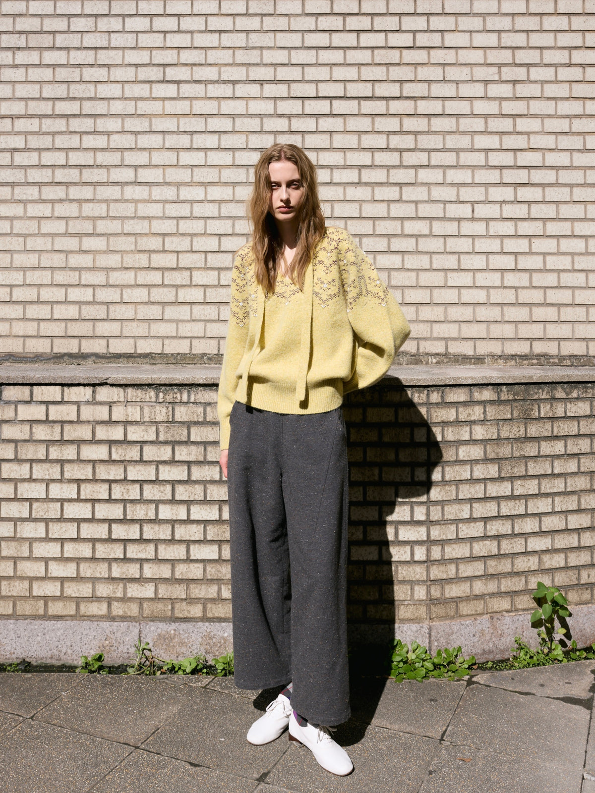 tweed stitch pants｜GREY