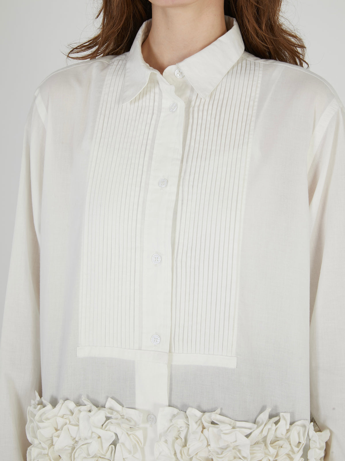 frill long formal shirt｜WHITE