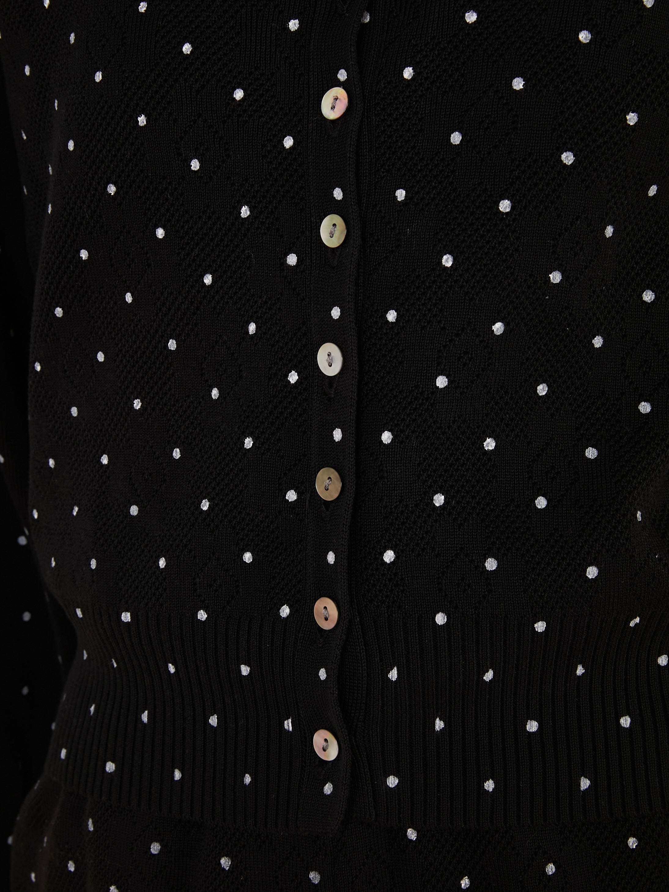 flower Jacquard dot cardigan｜BLACK