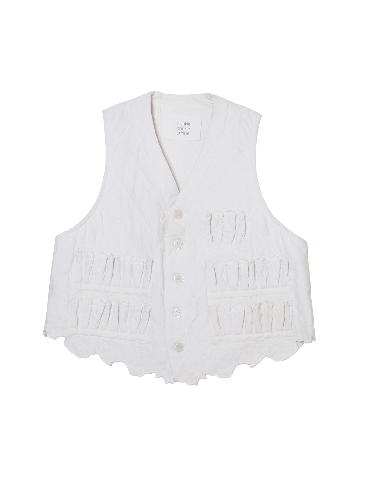 embroidery scallop vest｜WHITE