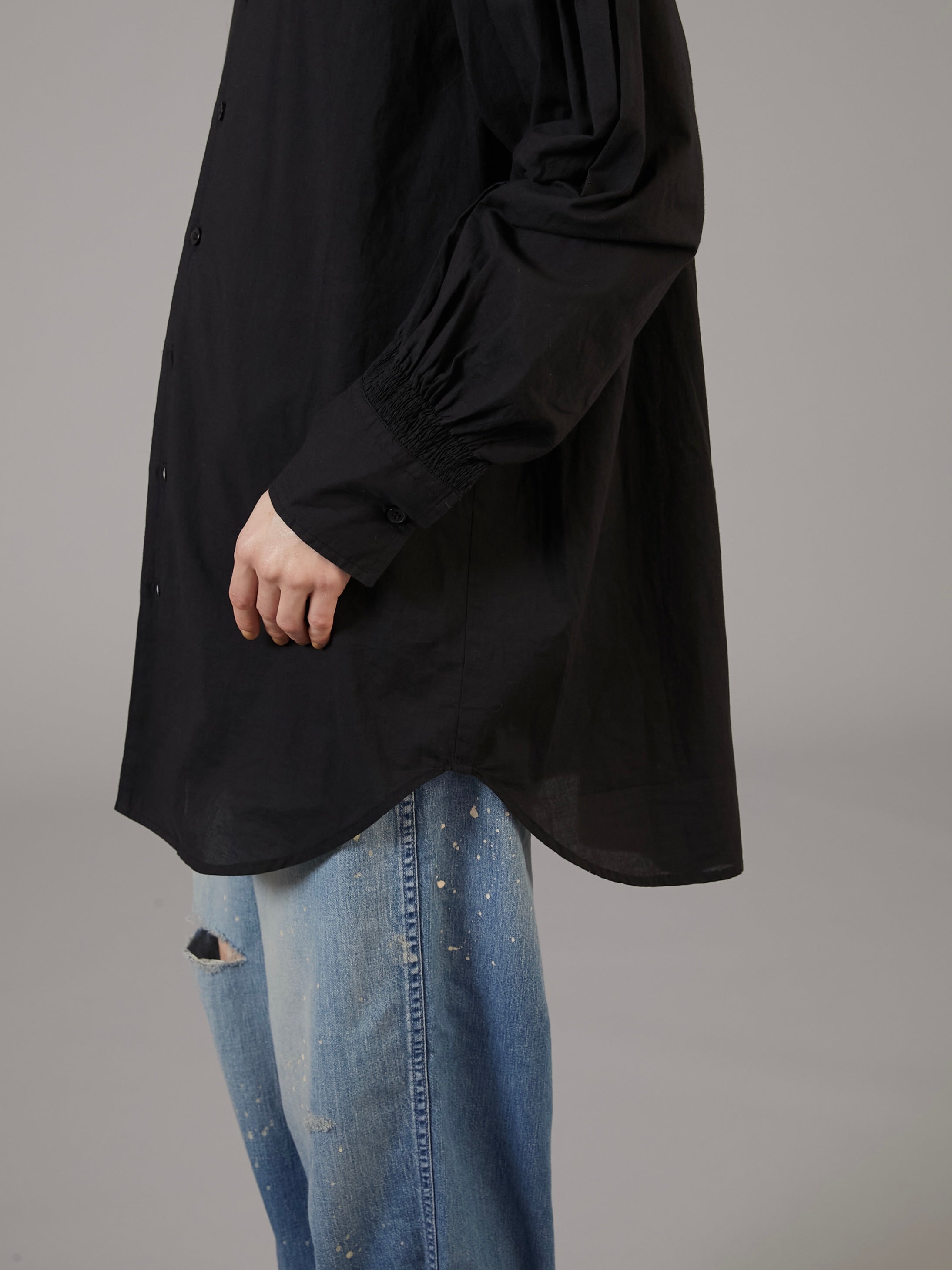 cotton frill collar shirts │ BLACK