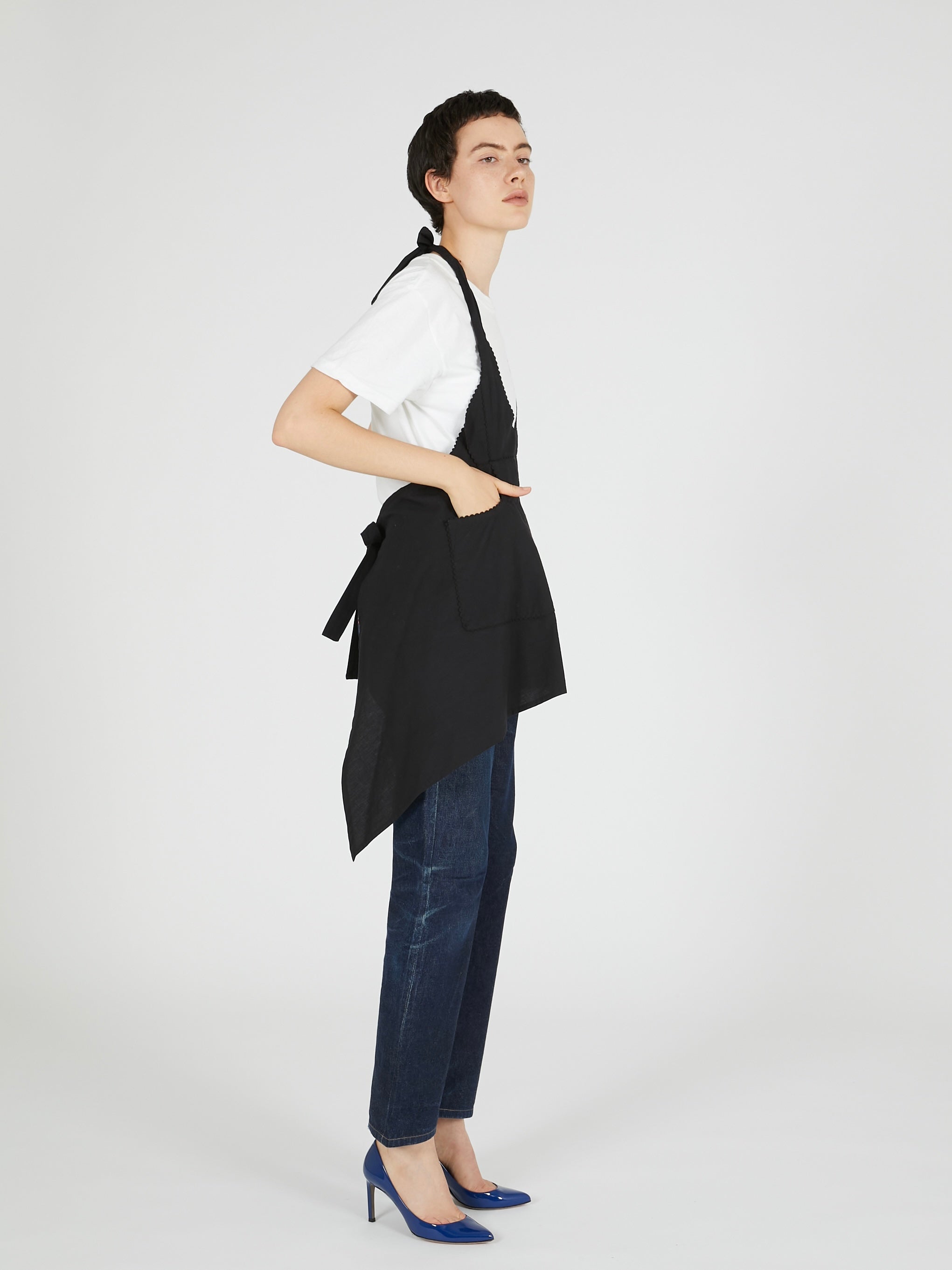 apron gilet blouse｜BLACK