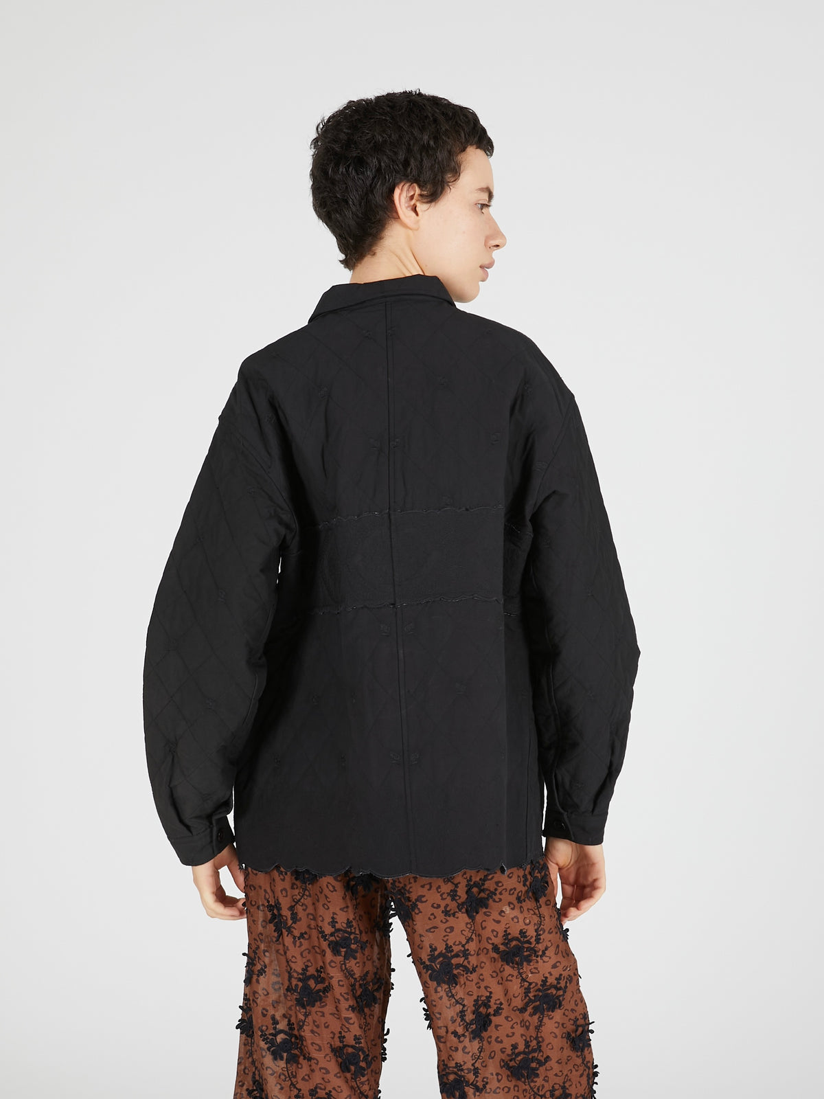 embroidery scallop jacket｜BLACK