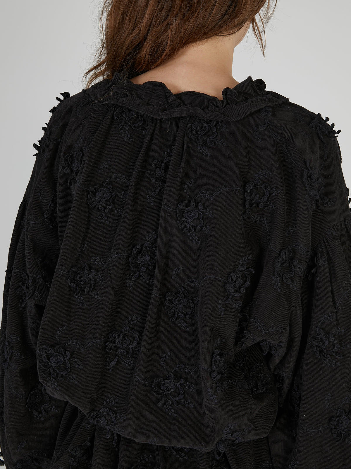 3D embroidery corduroy blouson｜BLACK