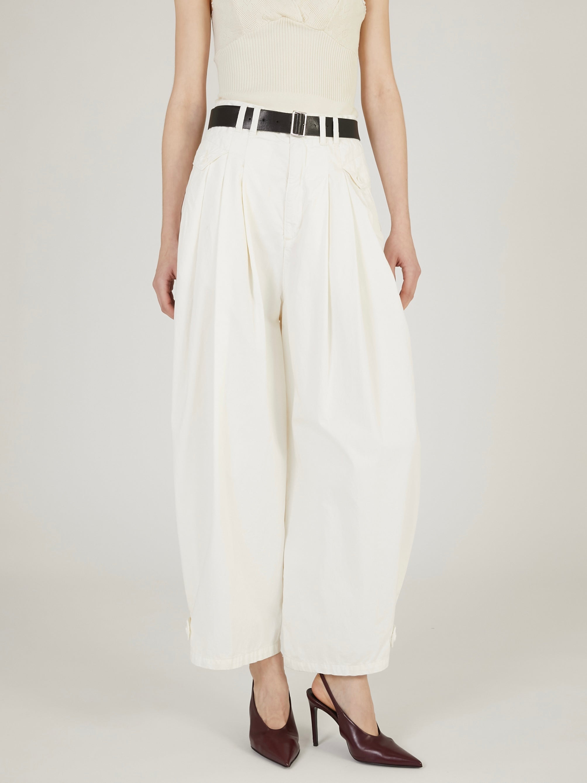 garment dye over tuck pants｜NAVY