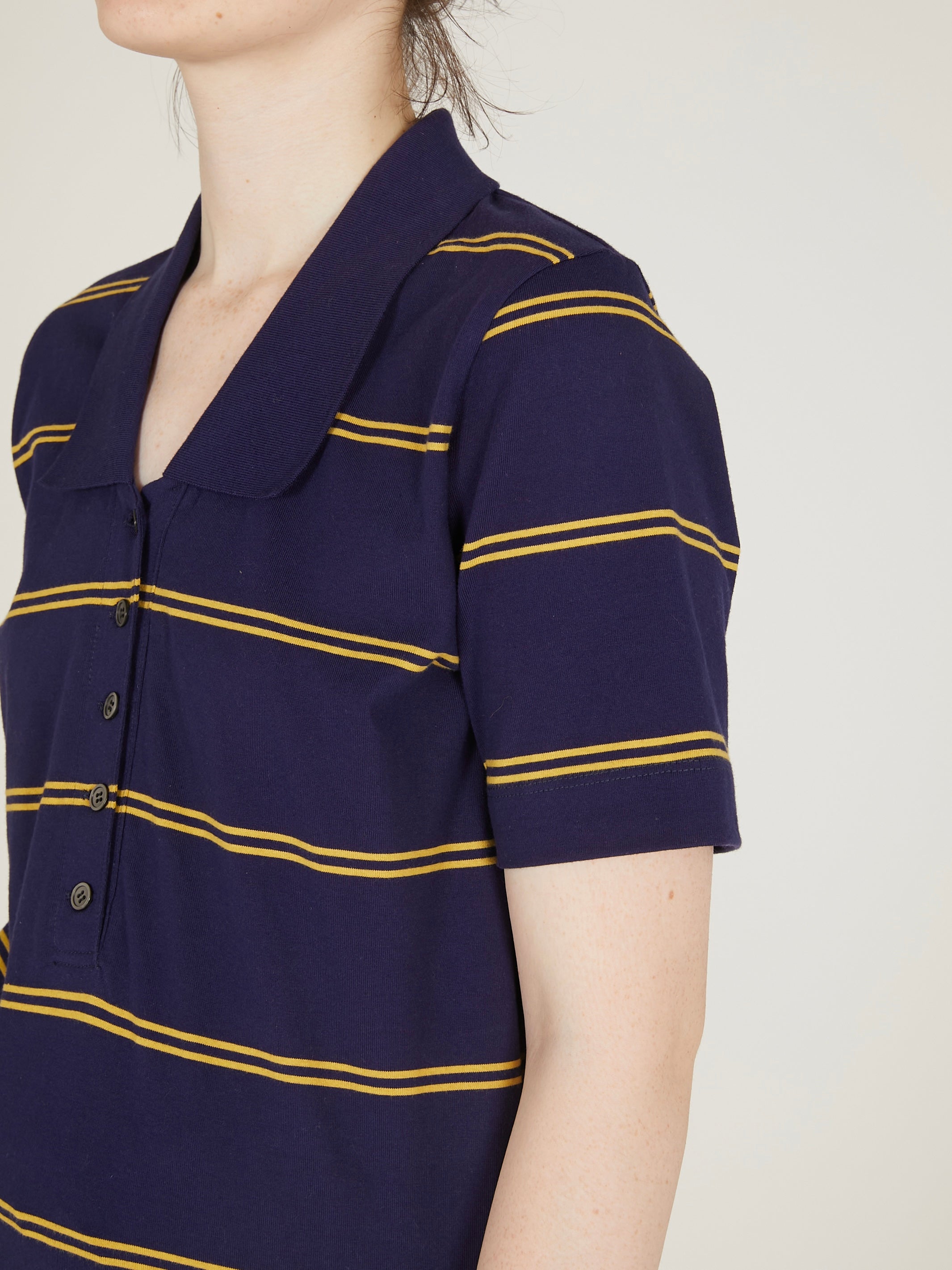 row neck border polo｜NAVY