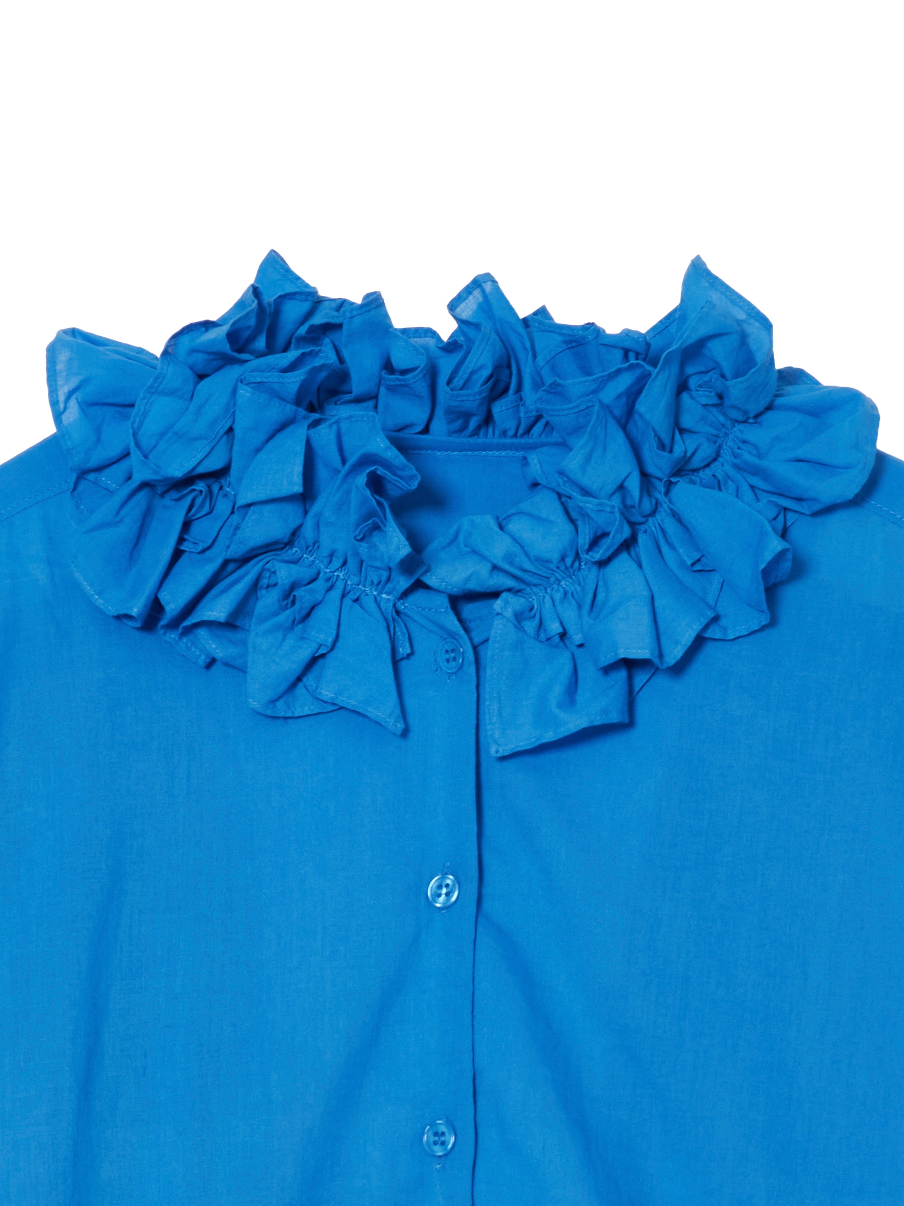 【NEW COLOR】cotton frill collar shirts｜BLUE