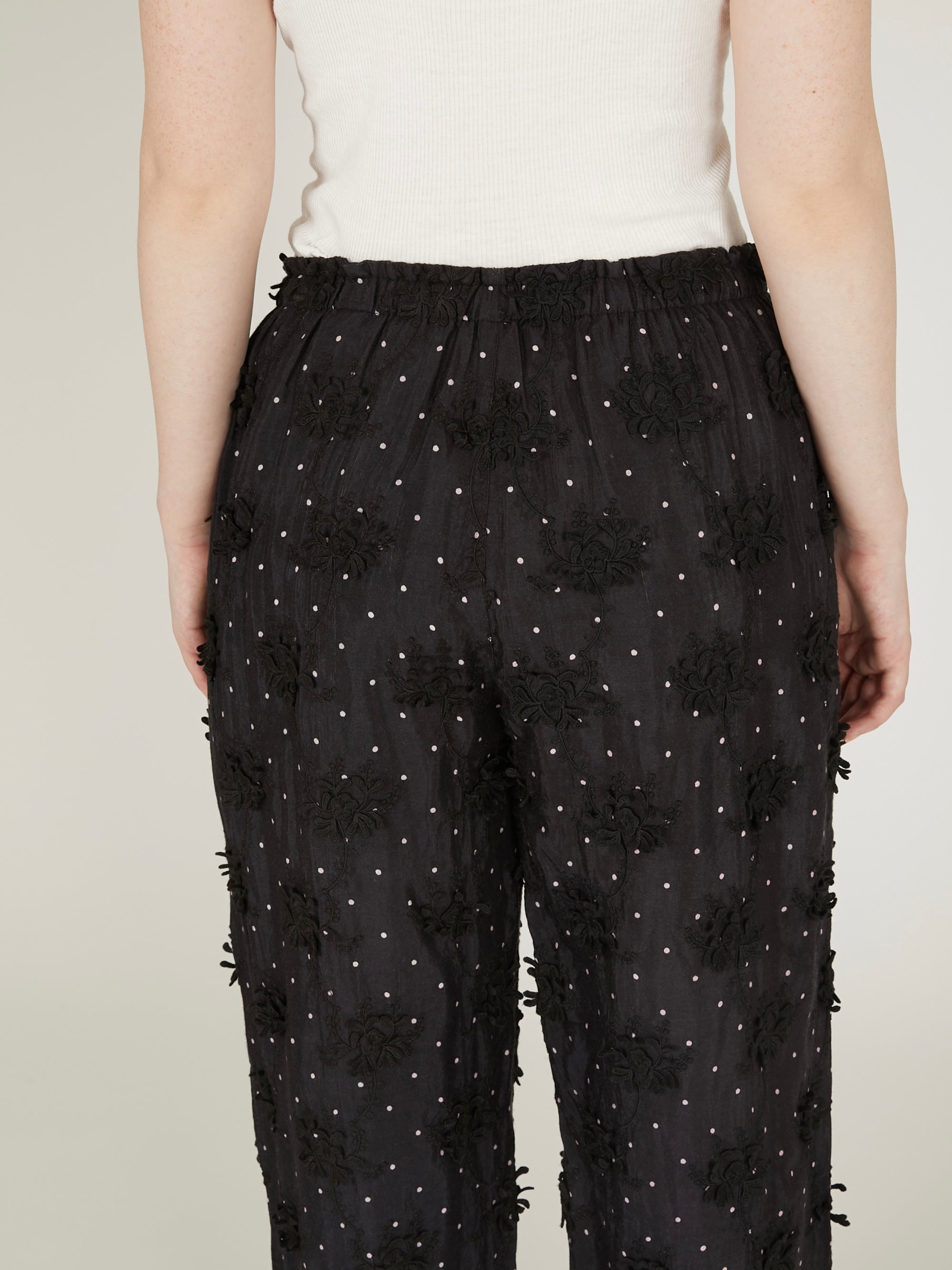 dot 3D rayon shuntang easy  pants｜BLACK