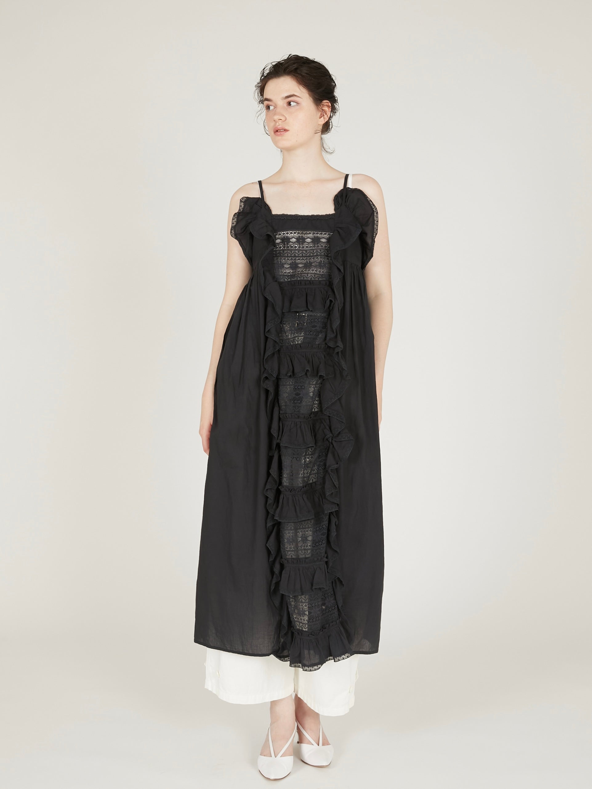 liver lace vintage likecami dress｜BLACK