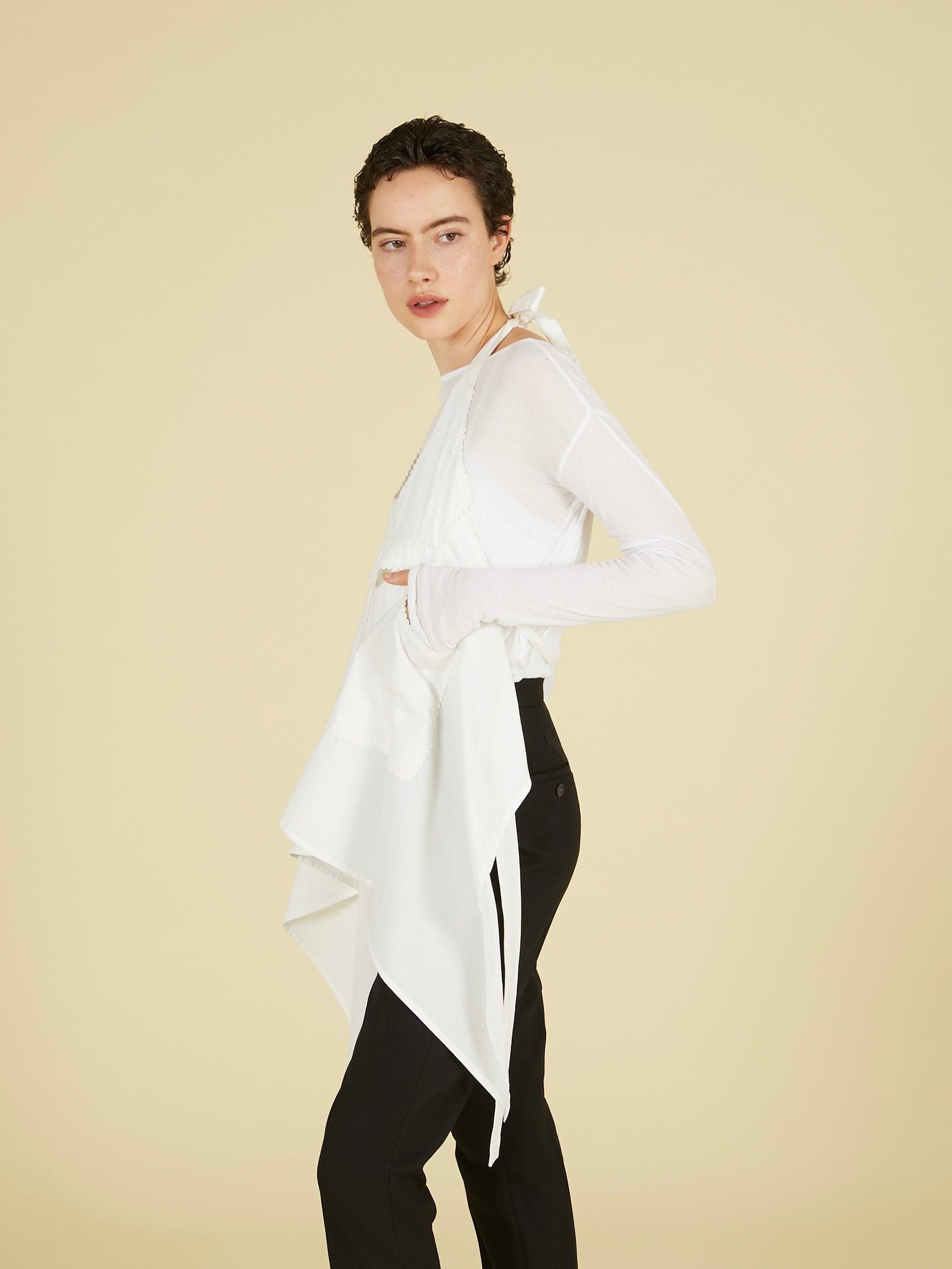 apron gilet blouse｜WHITE