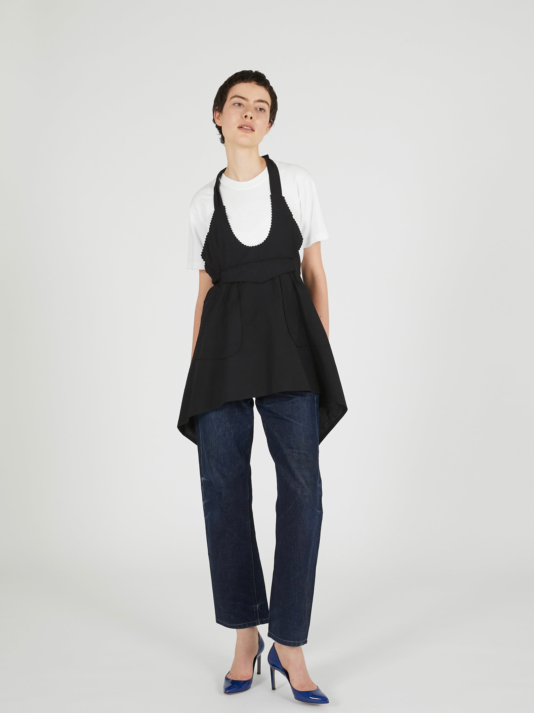 apron gilet blouse｜BLACK