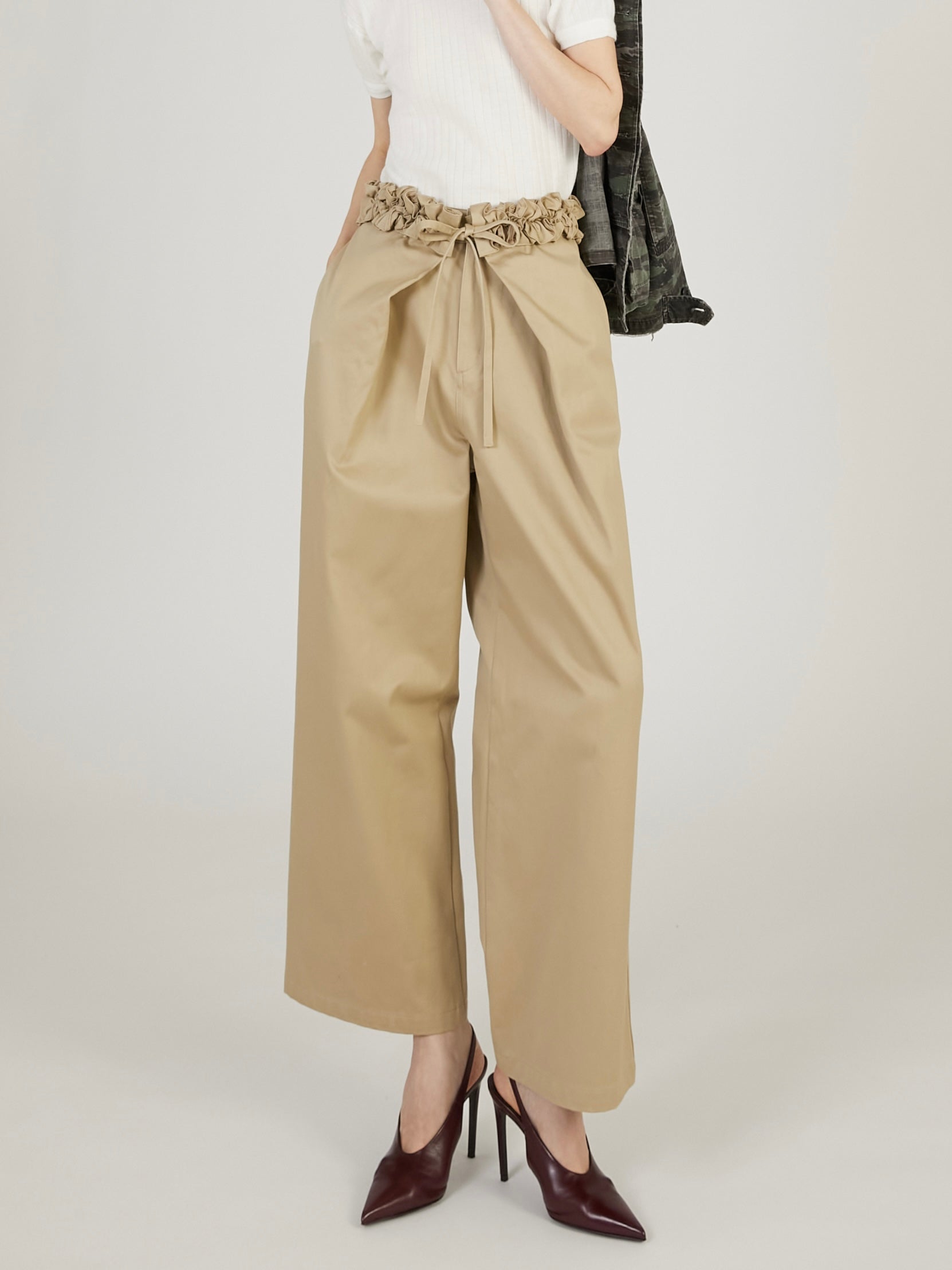 frill belt chino pants｜BEIGE