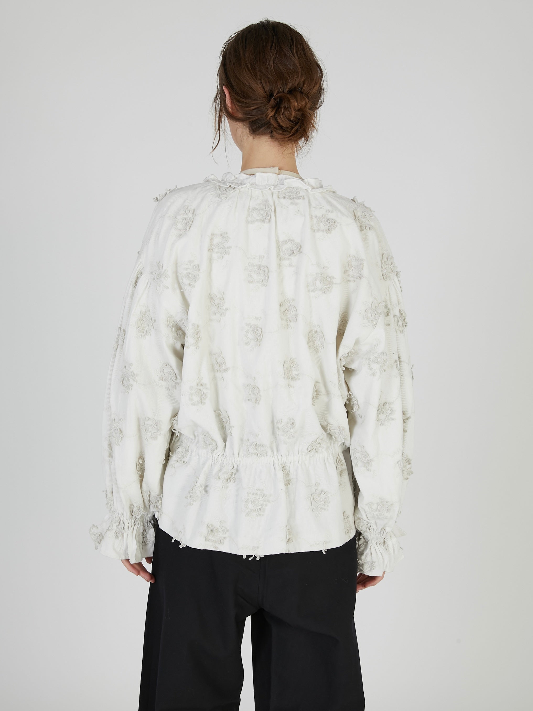 3D embroidery corduroy blouson｜WHITE