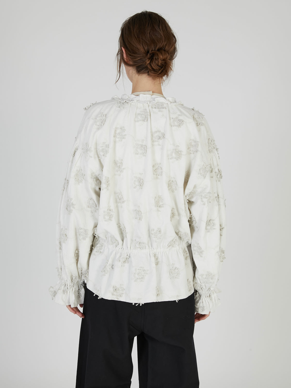 3D embroidery corduroy blouson｜WHITE