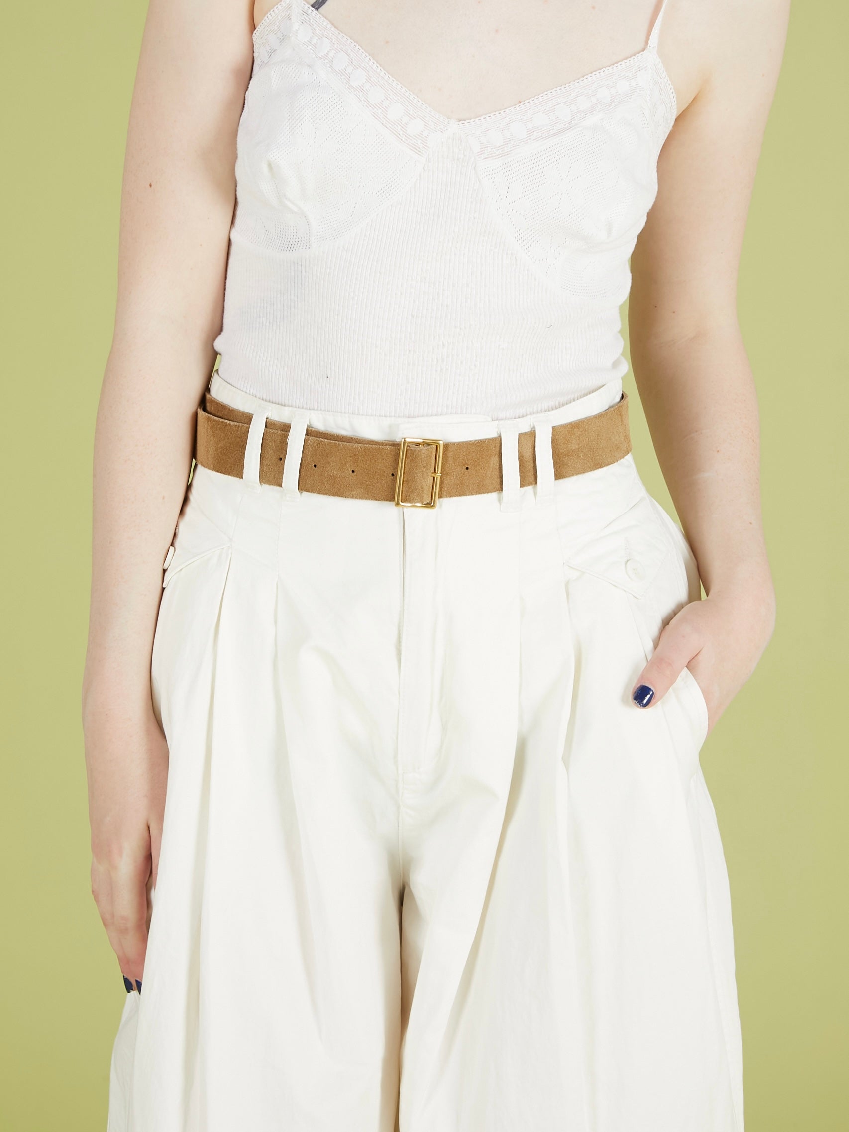 【× NA'VVY】leather belt｜BEIGE