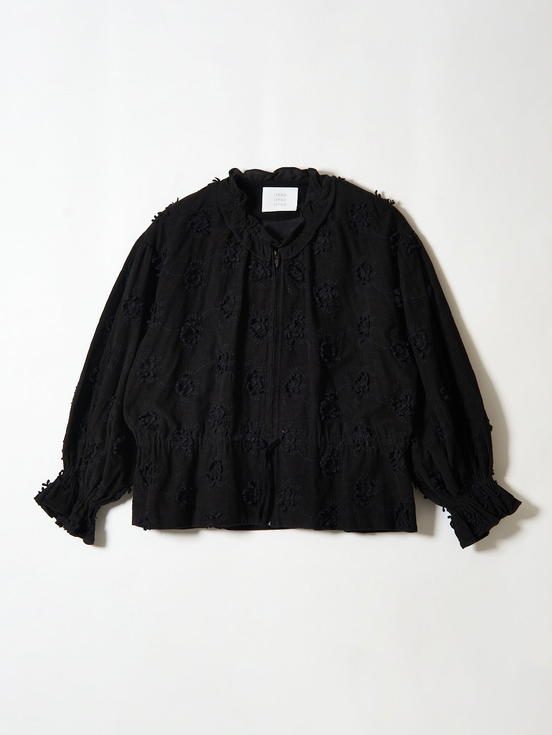 3D embroidery corduroy blouson｜BLACK