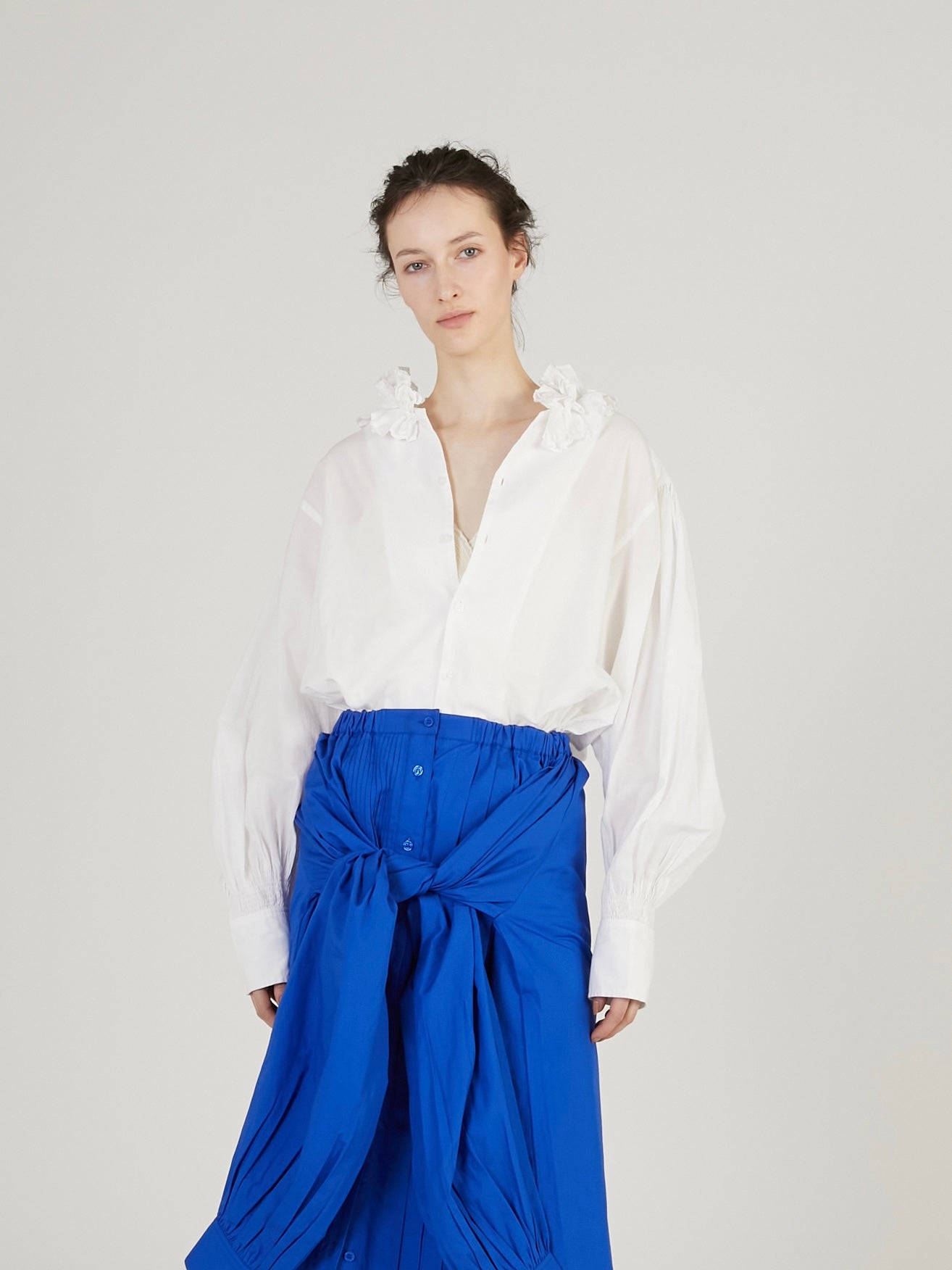 cotton frill collar shirts｜WHITE