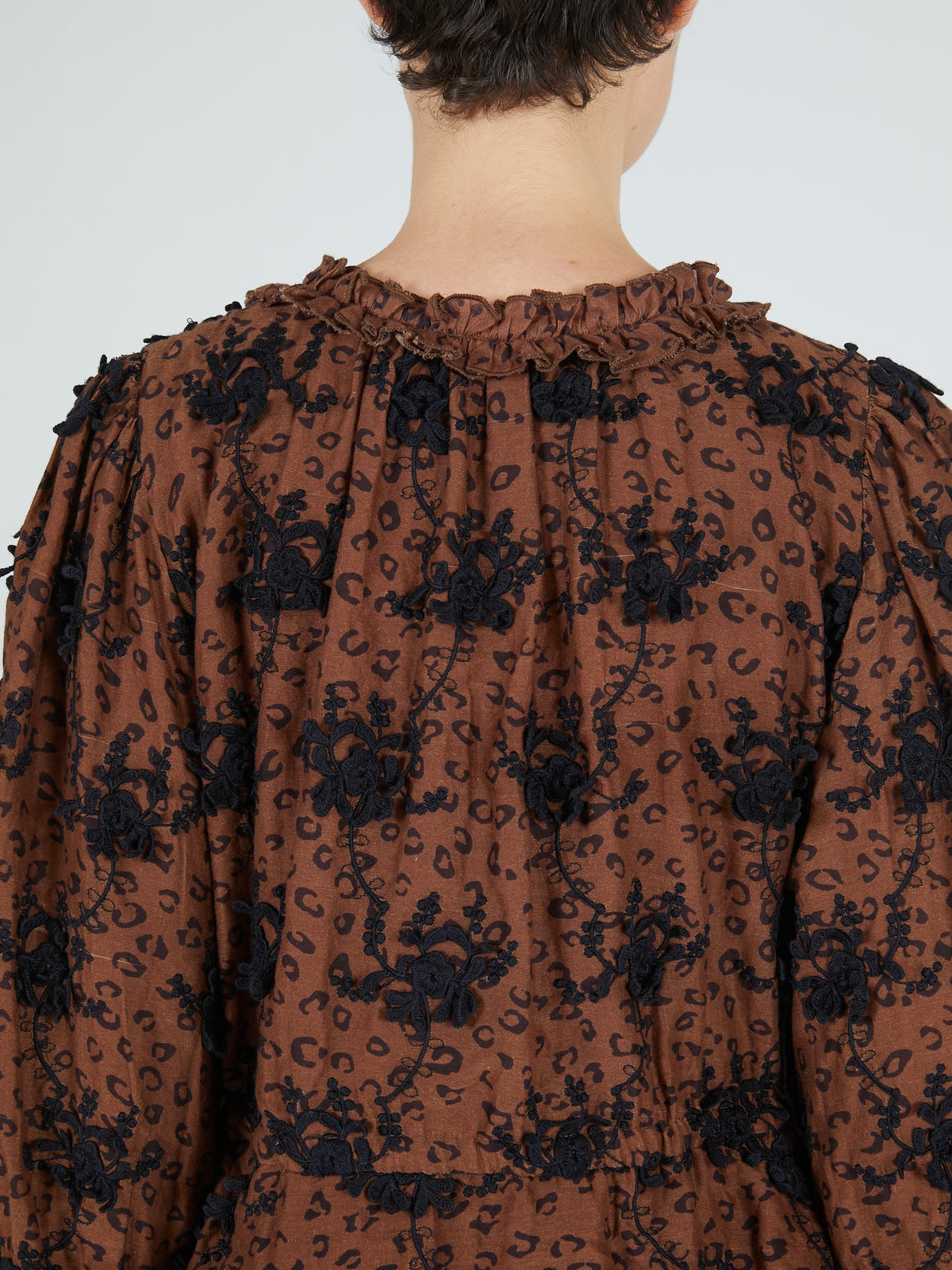 3D embroidery leopard onepiece