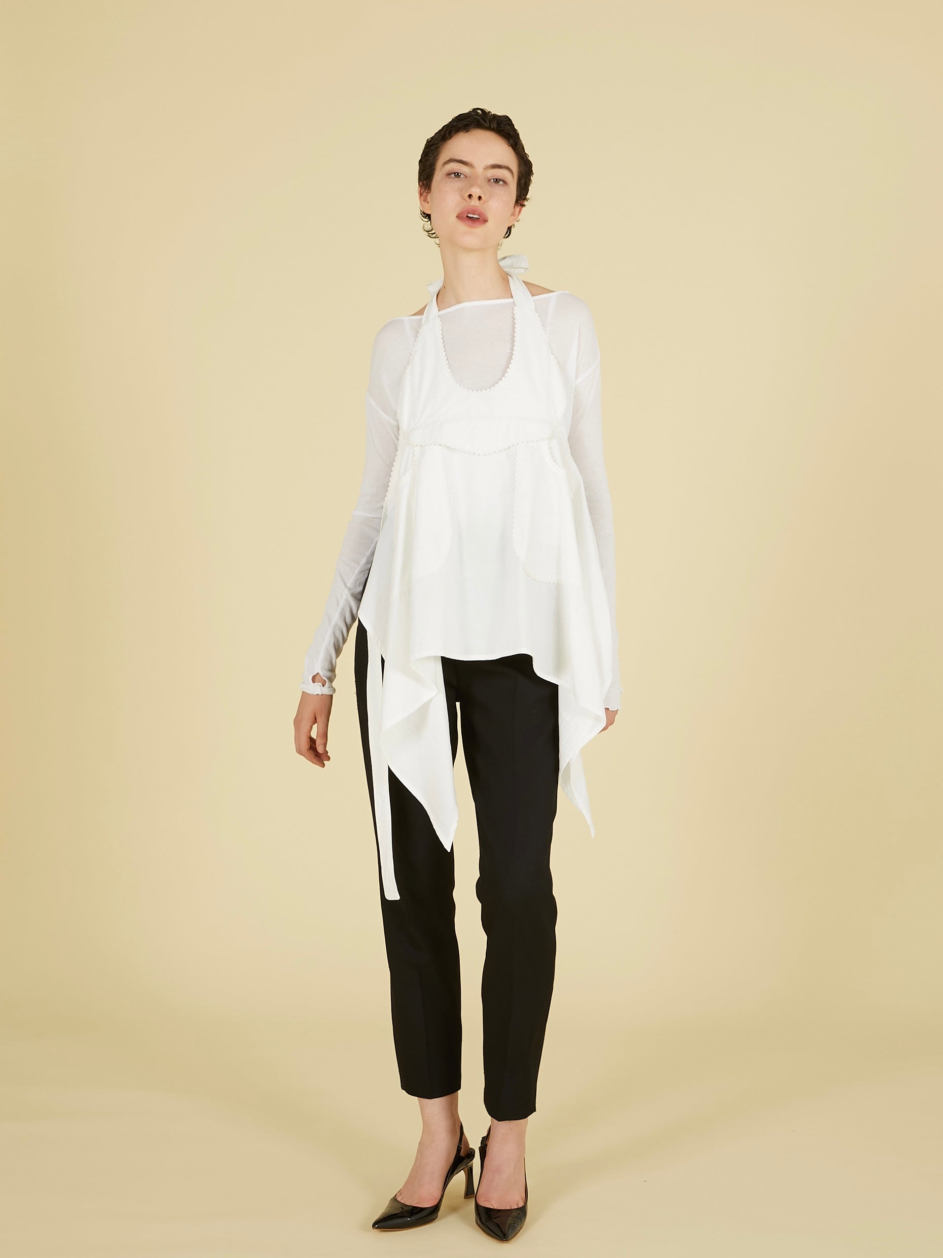 apron gilet blouse｜WHITE
