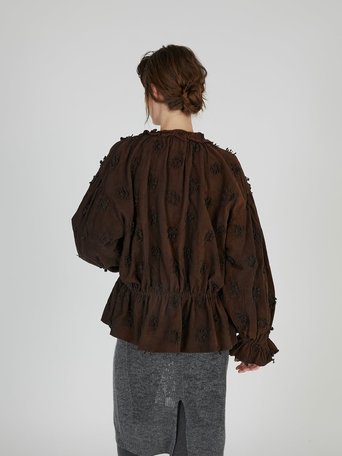 3D embroidery corduroy blouson｜BROWN
