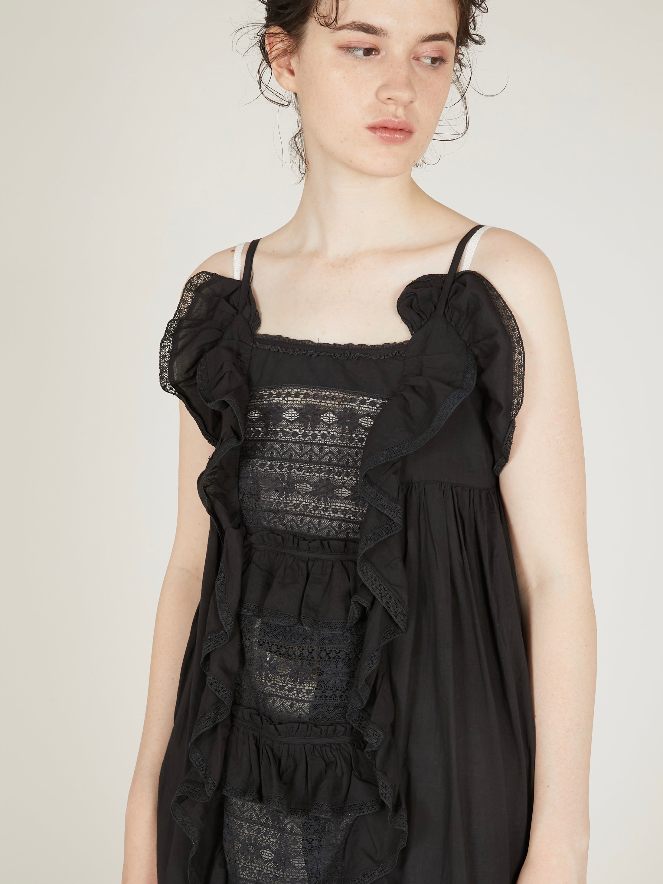 liver lace vintage likecami dress｜BLACK