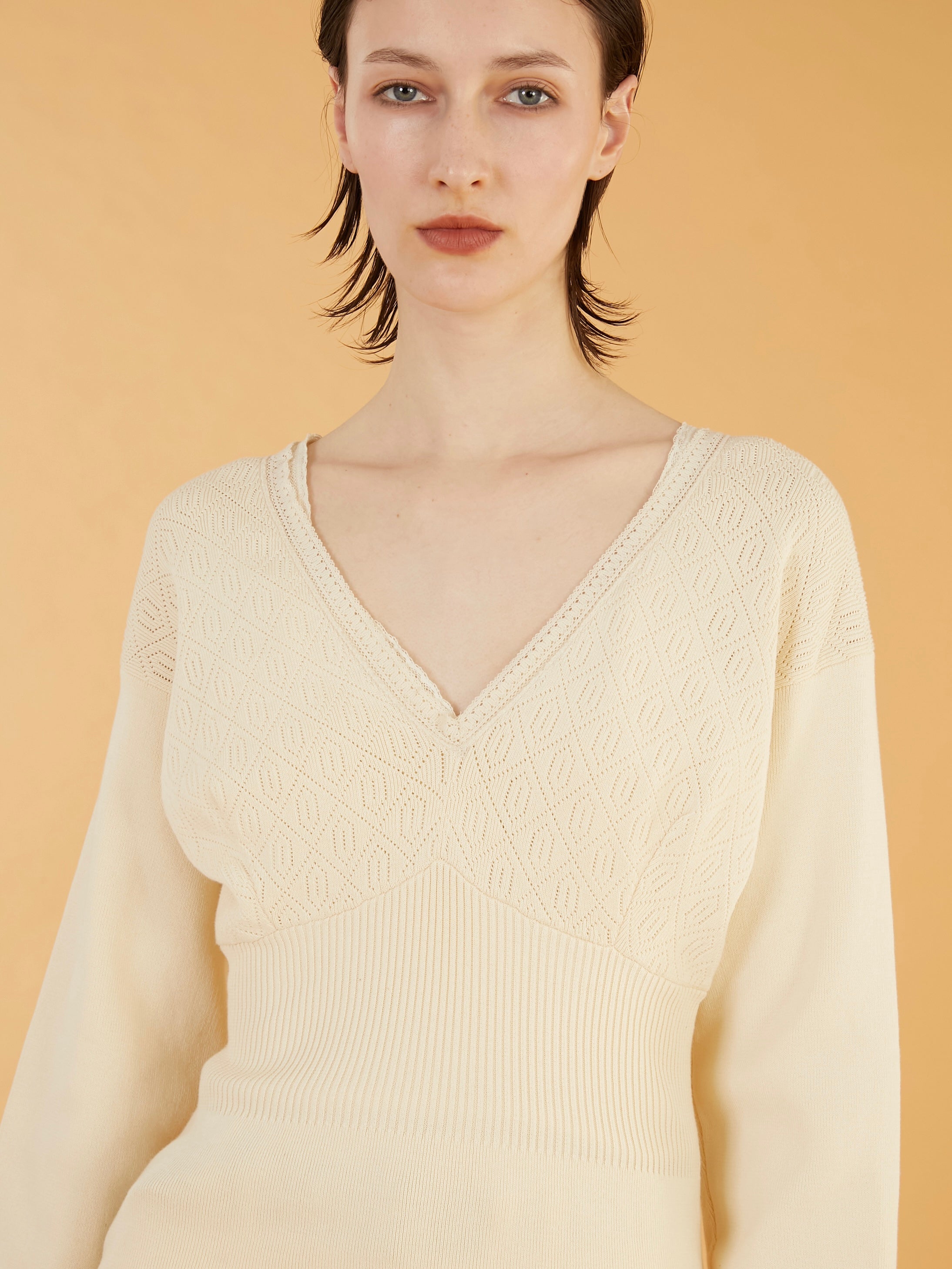 geometric jacquard knit｜IVORY