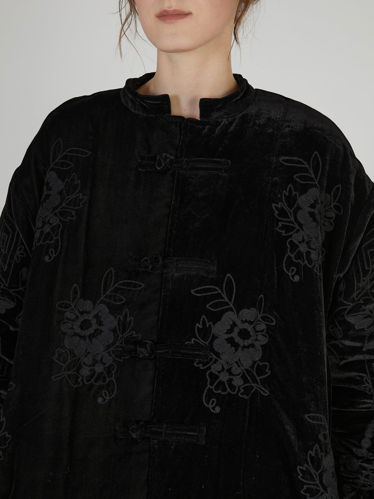 tape embroidery velvet bluson｜BLACK