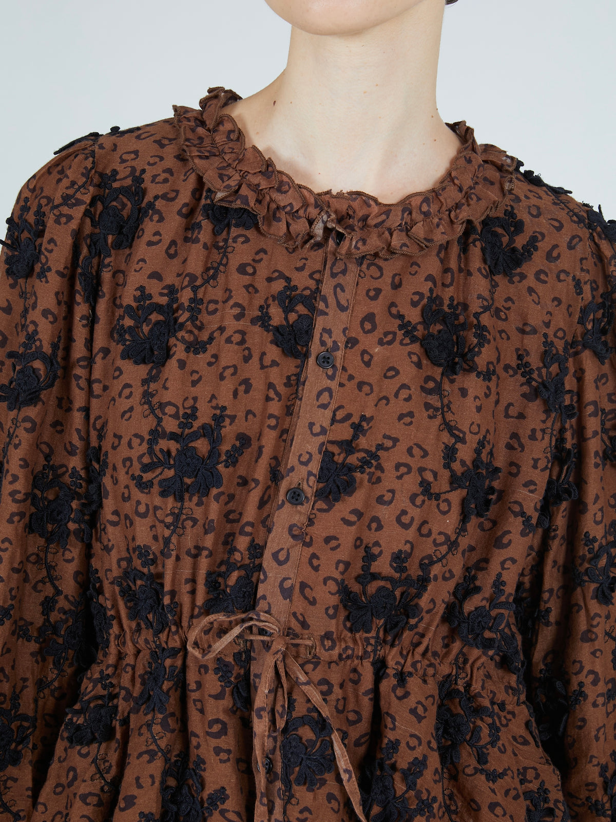 3D embroidery leopard onepiece