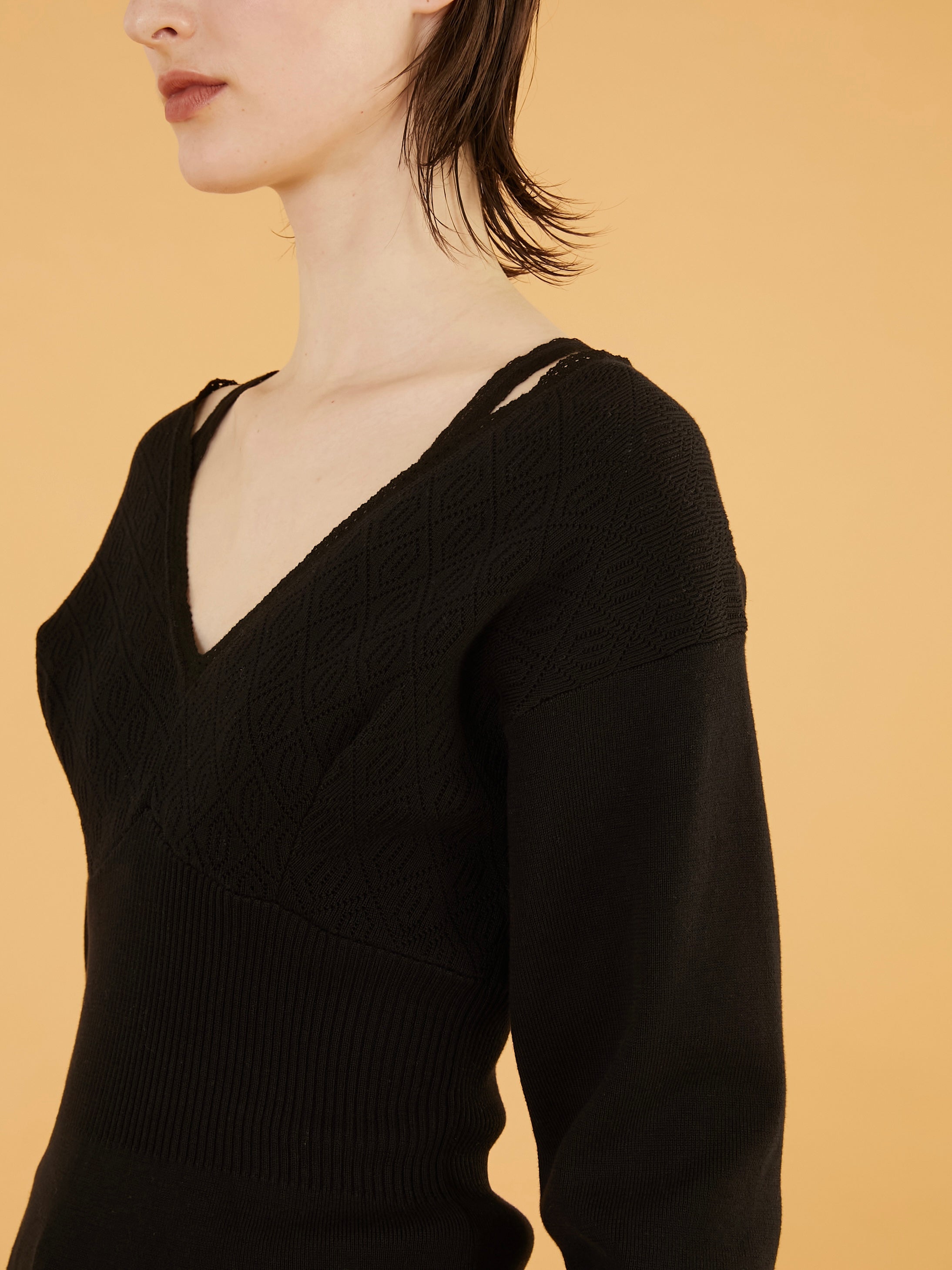 geometric jacquard knit｜BLACK