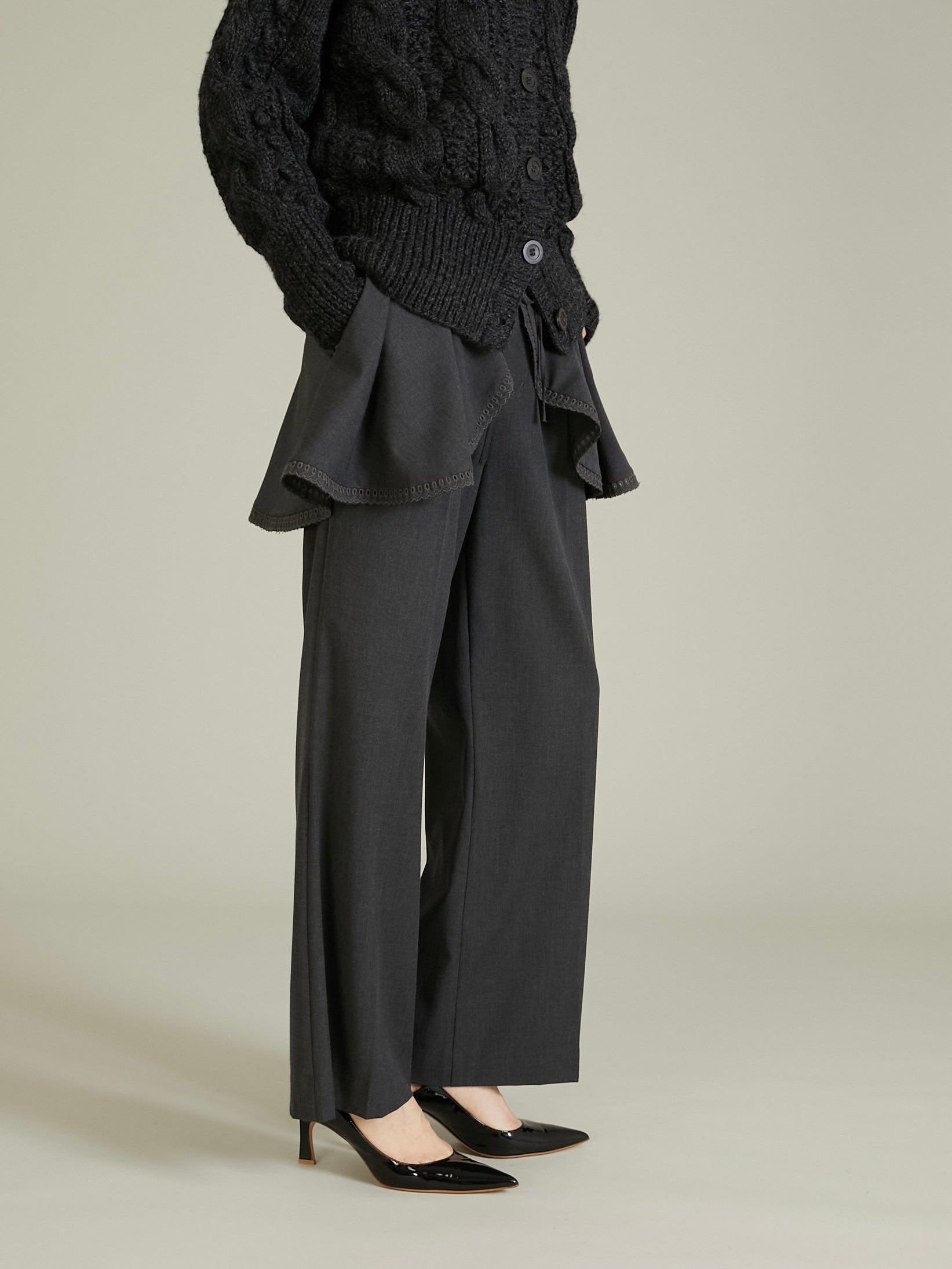 scallop cape set pants｜GRAY