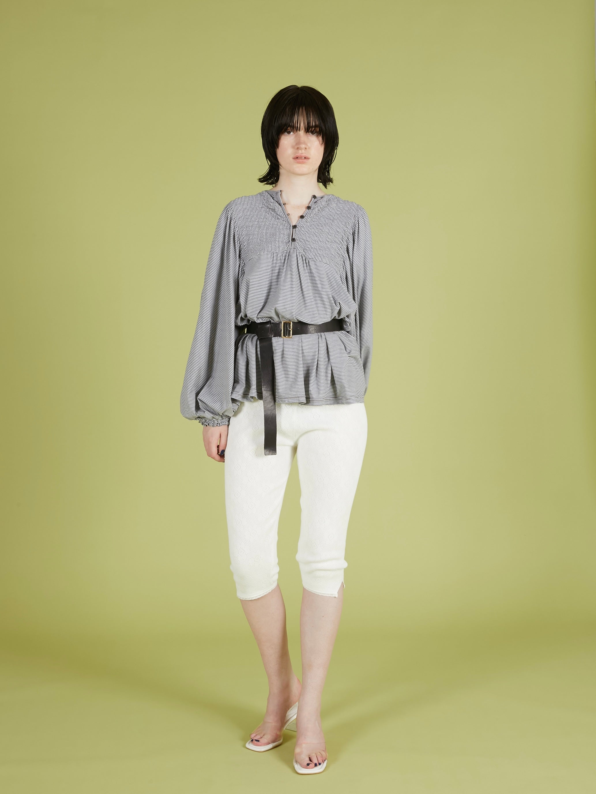 shirring border pullover｜GRAY