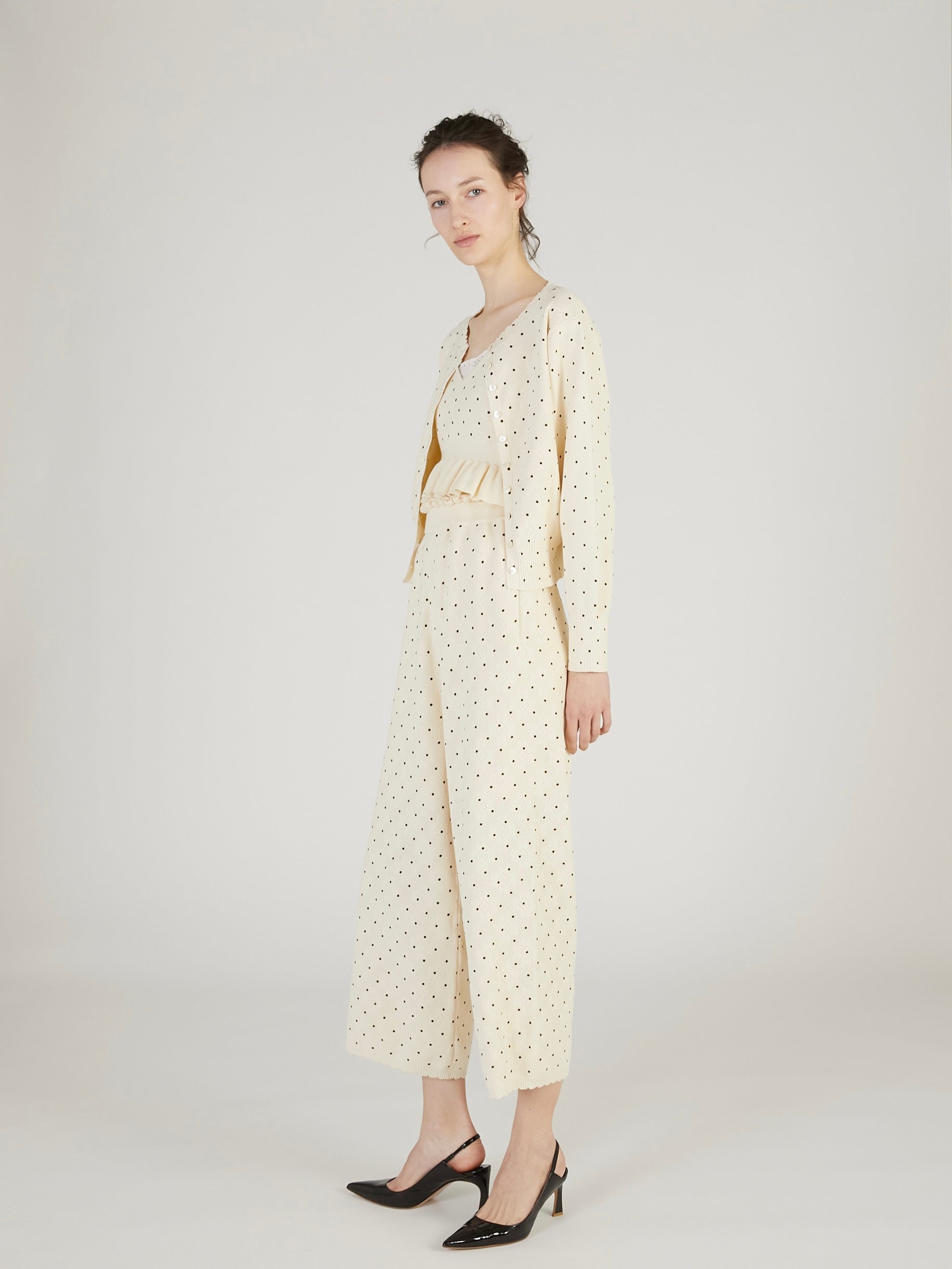 flower Jacquard dot pants｜IVORY