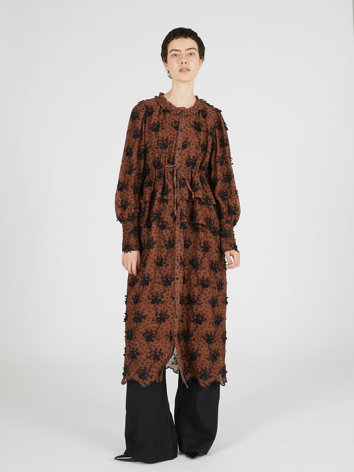 3D embroidery leopard onepiece