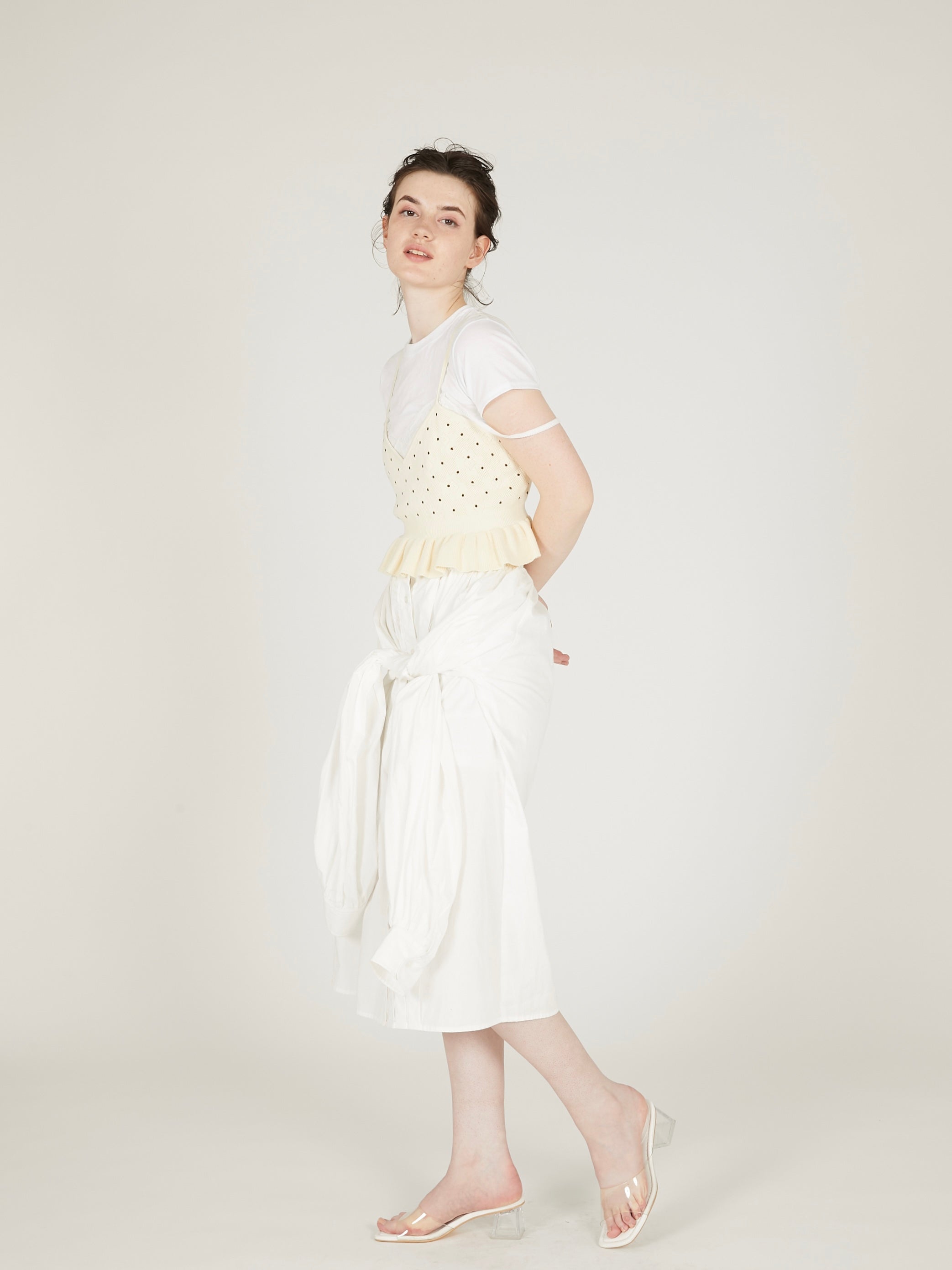 flower Jacquard dot camisole｜IVORY